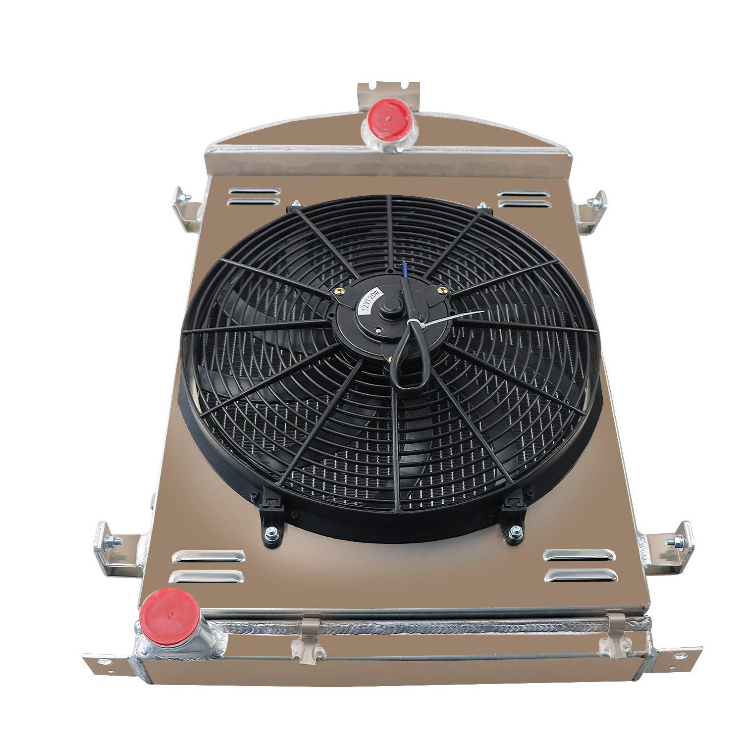 ALLOYWORKS Heavy Duty 3-Row Aluminum Radiator with Shroud Fan & Relay Kit - Compatible with 1930-1931 Ford Model A/AA 3.3L L4 V8 Engines - Perfect for Classic Car Restoration & Hot Rod Upgrades