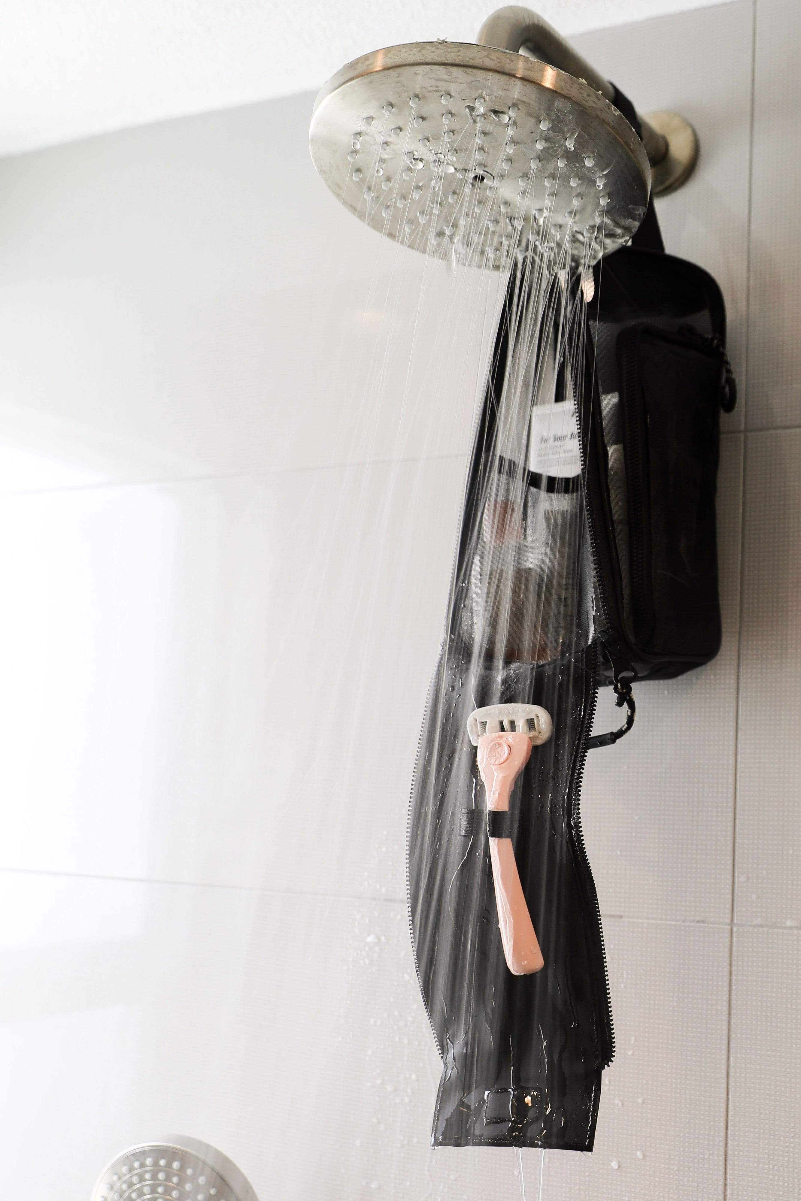 Black Hanging Shower Caddy - Rustproof Bathroom Organizer with Adjustable Hooks for Shampoo, Soap & Accessories - Perfect for Small Spaces & Dorm Showers