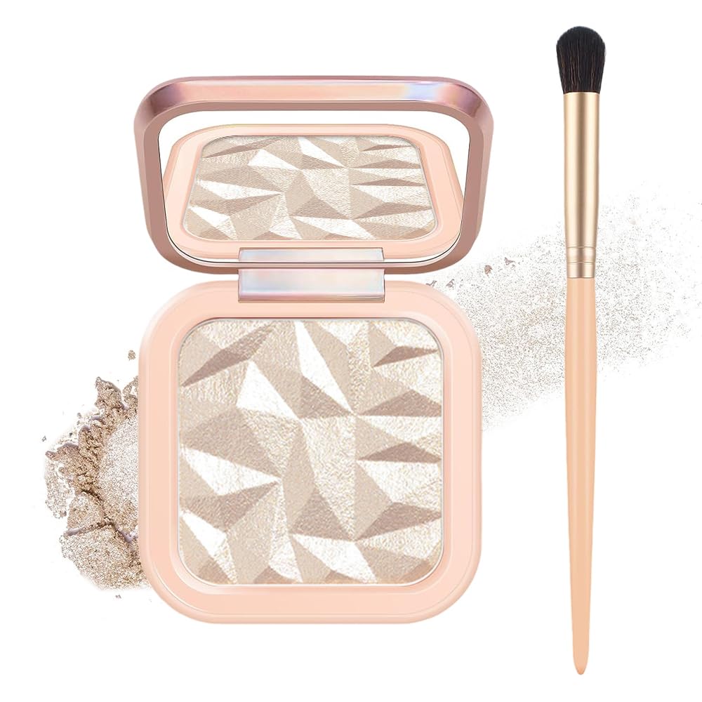 Mysense Face Highlighter Makeup Palette with Mirror & Brush - Shimmer Powder Illuminator for Natural Glow Finish | Sun Glow & Contour Highlighter | Perfect for Daily Makeup, Party & Photoshoot Looks