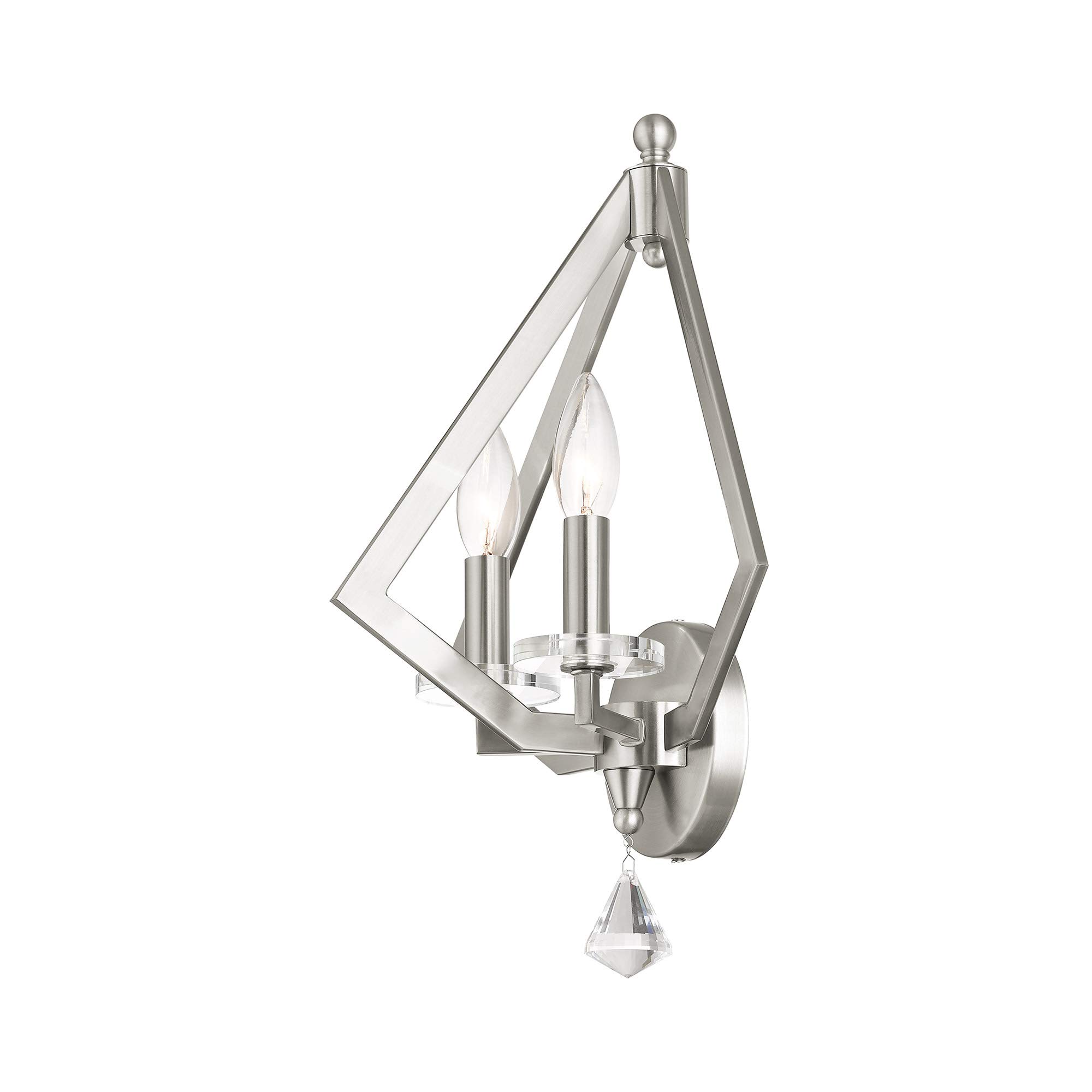 Livex Lighting 50662-07 Diamond 2-Light Wall Sconce in Bronze - Elegant Wall Light Fixture for Bedroom, Living Room, and Hallway Decor