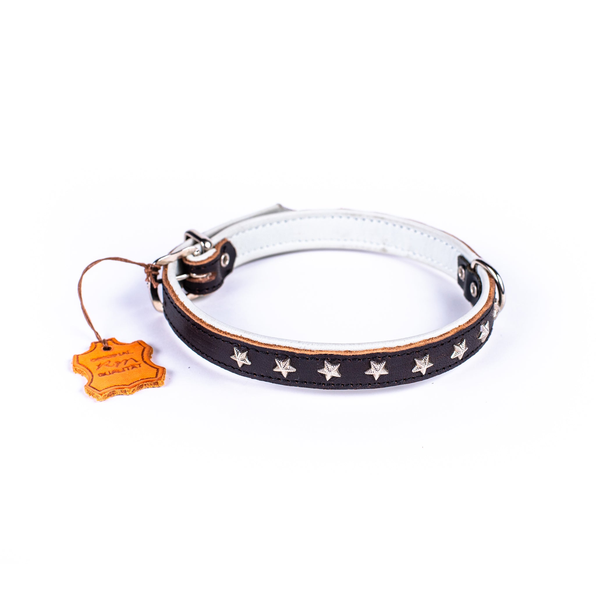 Premium German Star Studded Leather Dog Collar - Double Lined, Small Size for Small Breeds - Perfect for Daily Walks, Training & Fashion Accessories
