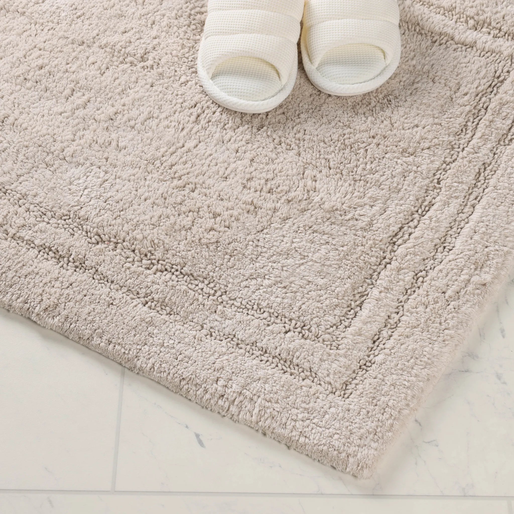 Non-Slip Cotton Bathroom Rug Set - 2 Piece Washable Absorbent Bath Mat with Anti-Skid Backing for Bathroom, Shower & Vanity Area