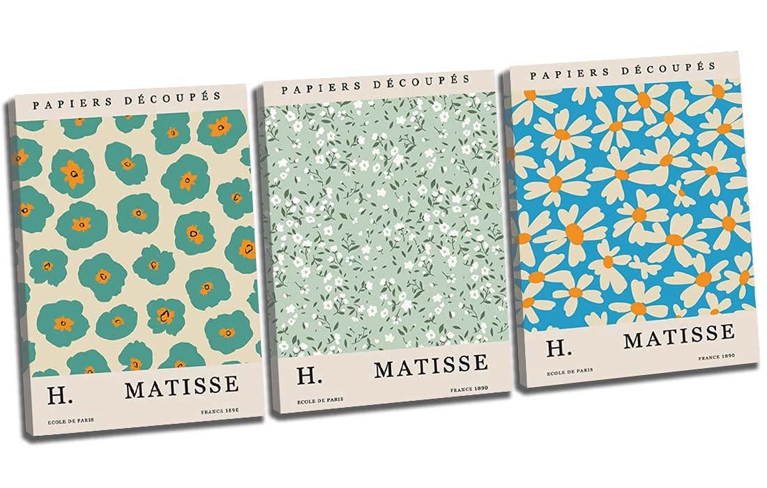 Henri Matisse Canvas Wall Art Set of 3 - Modern Framed Prints for Living Room & Bedroom Decor (24x33 Inches, Ready to Hang) | Perfect for Home, Office & Gift Giving