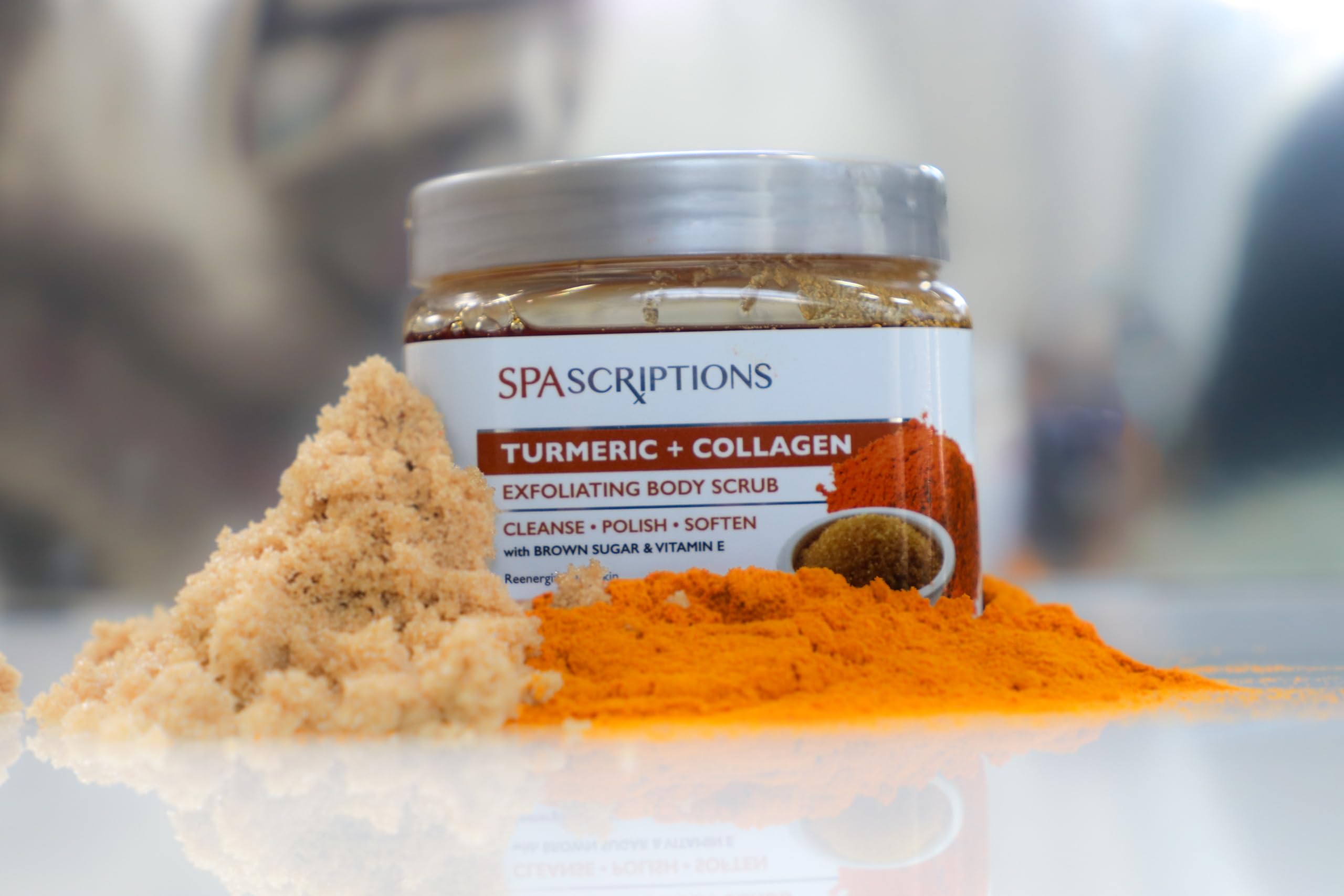 Spascriptions Turmeric Body Scrub 21 oz - Exfoliating & Moisturizing for Smooth Skin - Perfect for Spa Day & Self-Care Routine