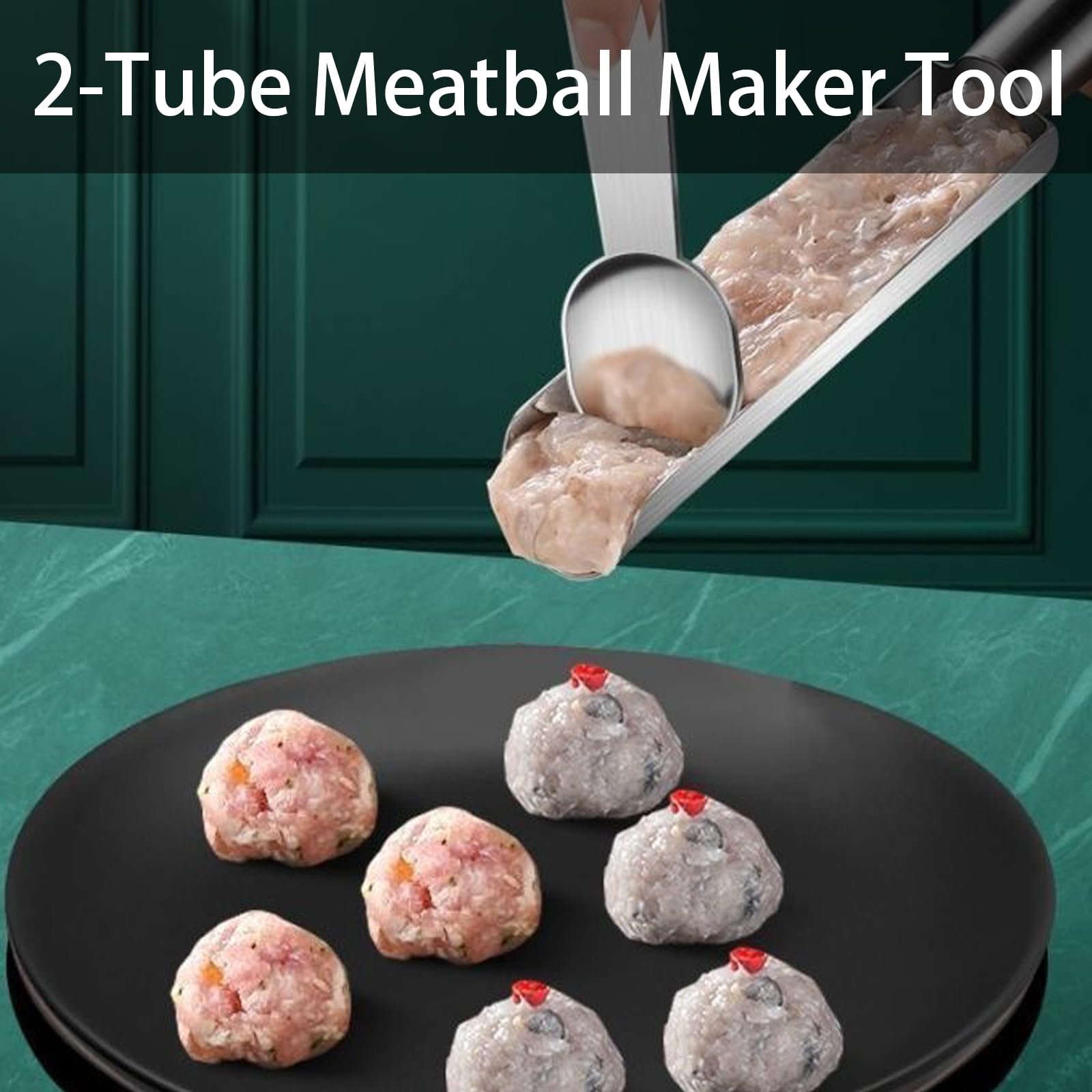 Premium Stainless Steel Meatball Maker Tool - Non-Stick Meat Ball Scoop with Cutting Spoon | Perfect for Homemade Italian Meatballs, Swedish Köttbullar & Asian Dumplings | Ideal for Home Cooking, Restaurants & Meal Prep