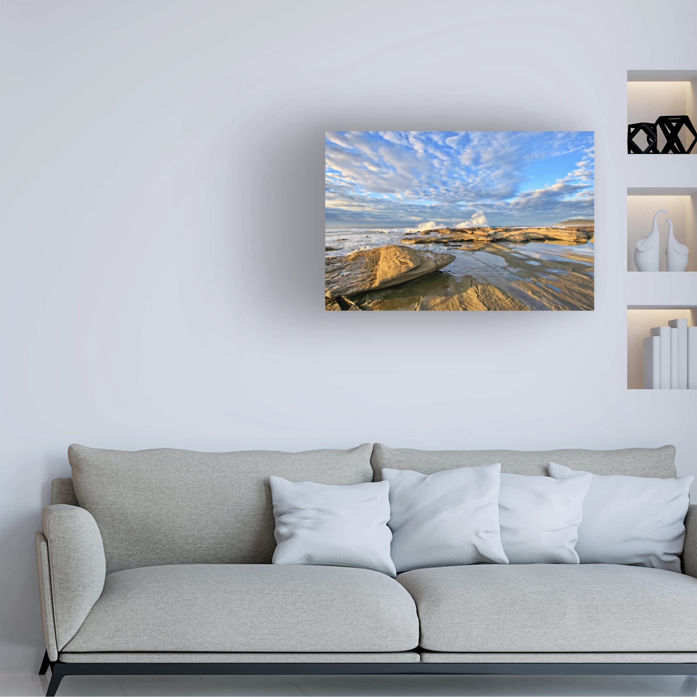 Morning Blues Canvas Wall Art by Beata Czyzowska Young - Modern Abstract Painting for Living Room, Bedroom & Office Decor - Handmade Gallery Wrapped Ready to Hang