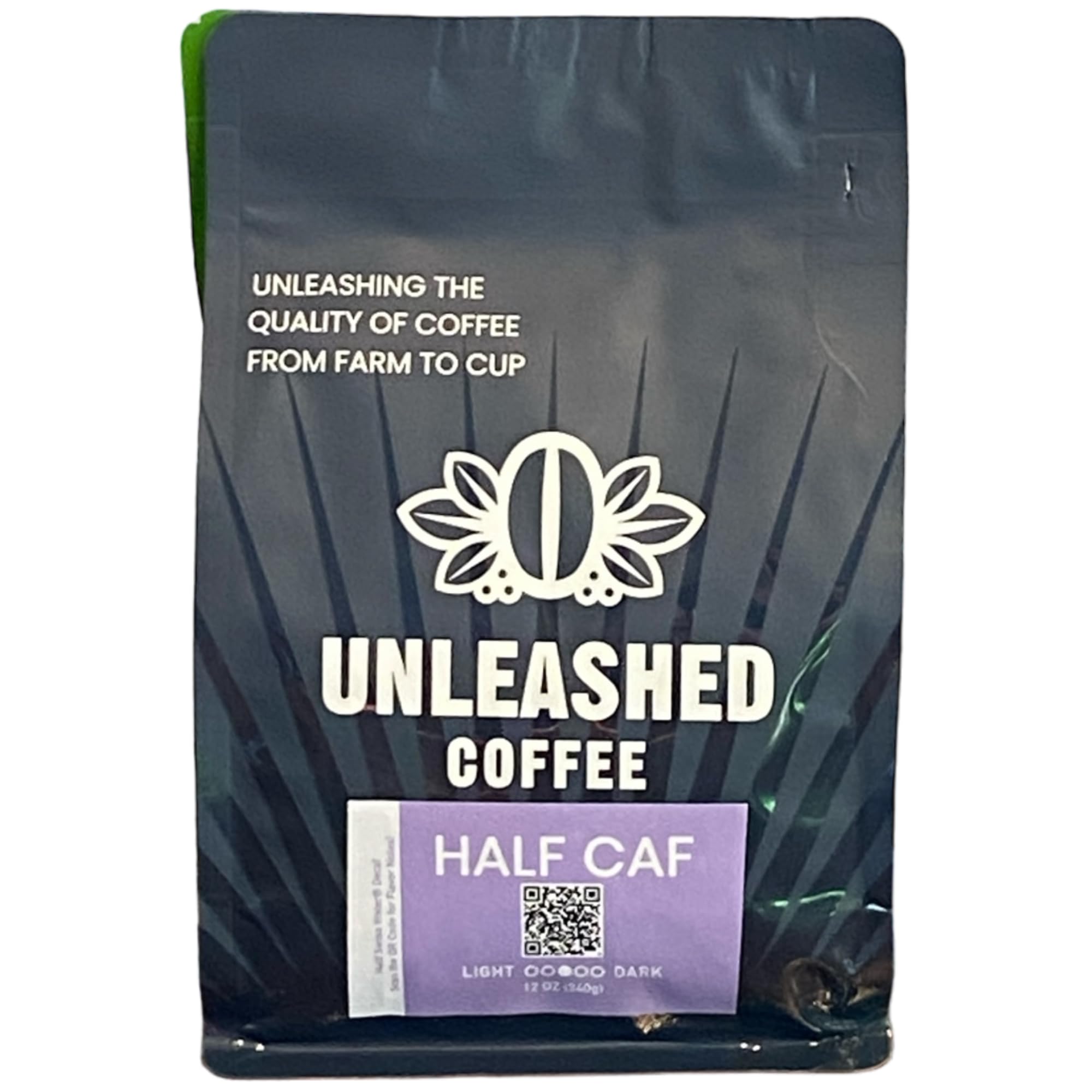 Half-Caf Whole Coffee Beans | Swiss Water Decaf | 100% Arabica Dark Roast Single Origin Ground Coffee | 12 oz Bag | Perfect for Home Brewing & Office Use - Unleashed Coffee