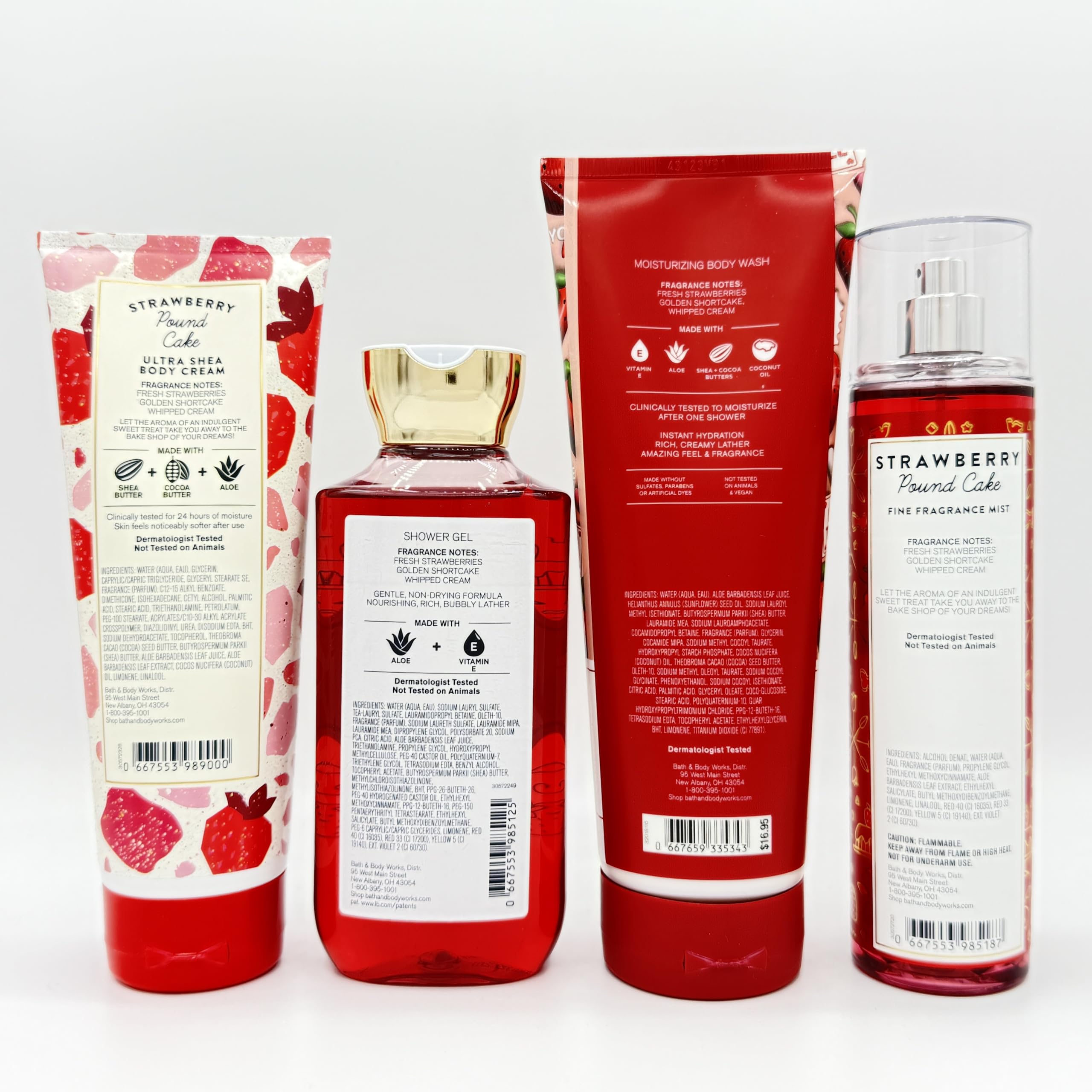 Strawberry Pound Cake 4-Piece Bath & Body Gift Set - Ultra Shea Body Cream, Shower Gel, Moisturizing Body Wash & Fine Fragrance Mist | Perfect for Spa Day, Self-Care Gifts & Luxurious Home Relaxation