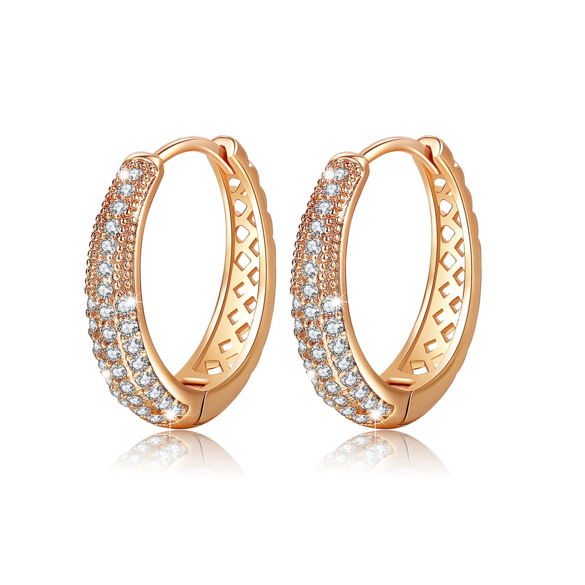 14K Gold Plated Cubic Zirconia Stud Earrings for Women - Hypoallergenic Diamond Halo Earrings for Girls | Perfect for Daily Wear, Parties & Gifts