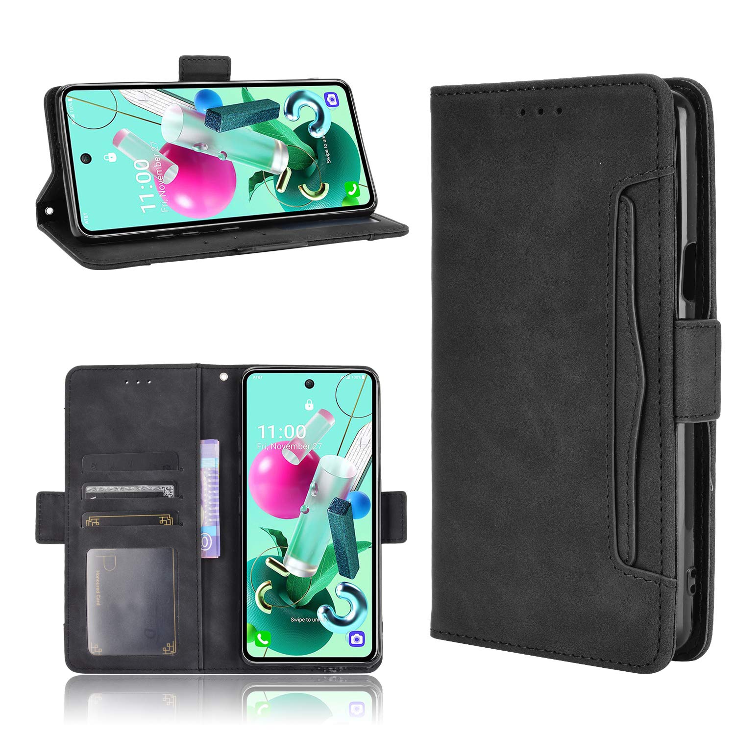 Premium PU Leather Flip Cover Case for LG K92 5G / LMK920AM - Slim Protective Phone Case with Card Slots (Black) | Perfect for Business Professionals & Daily Use