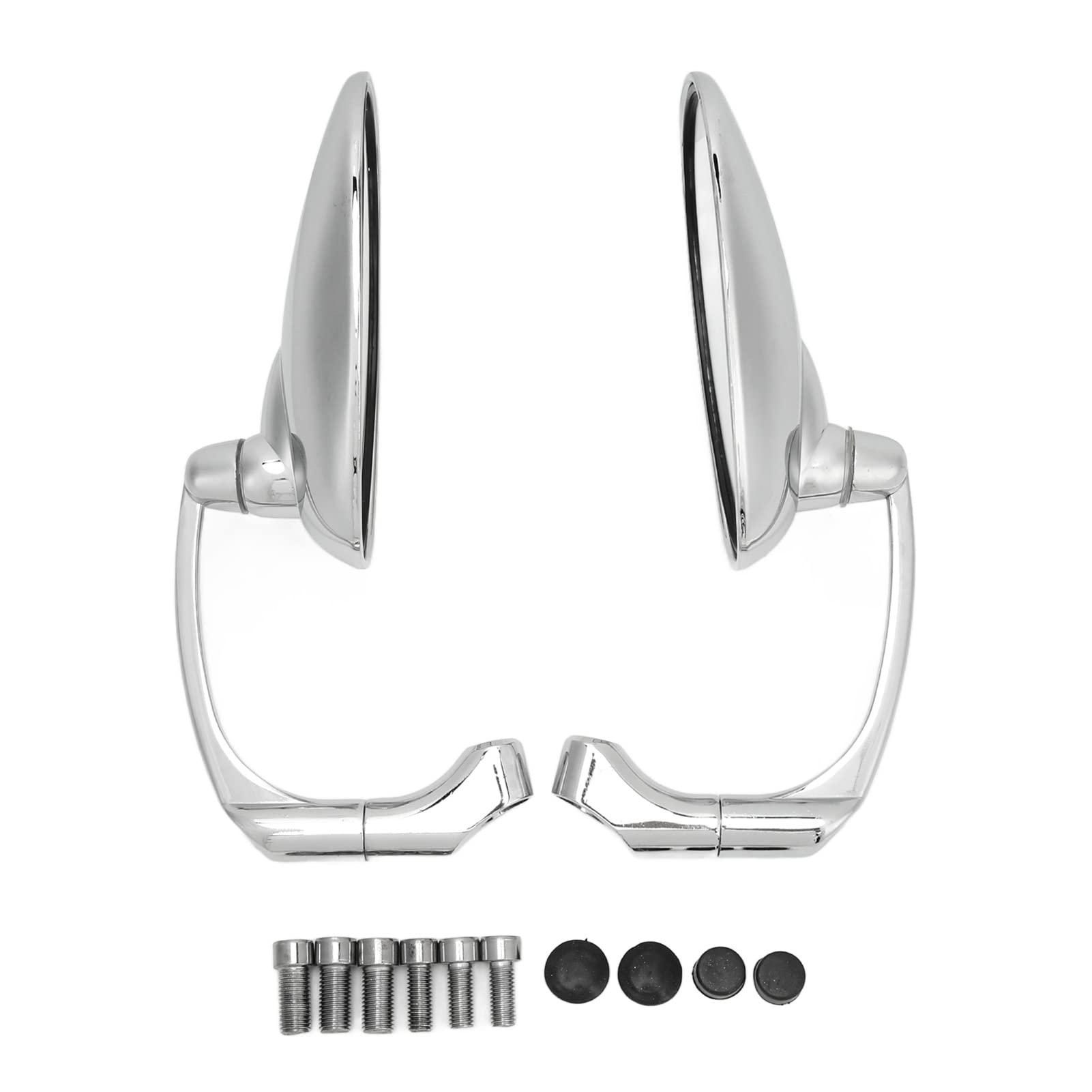 Qiilu Motorcycle Mirrors - Adjustable Bar End Rear View Mirrors (8mm/10mm) for Suzuki with Retro Design - Silver - Perfect for Cruisers & Street Bikes - Enhances Safety & Style on Urban Roads & Highway Rides