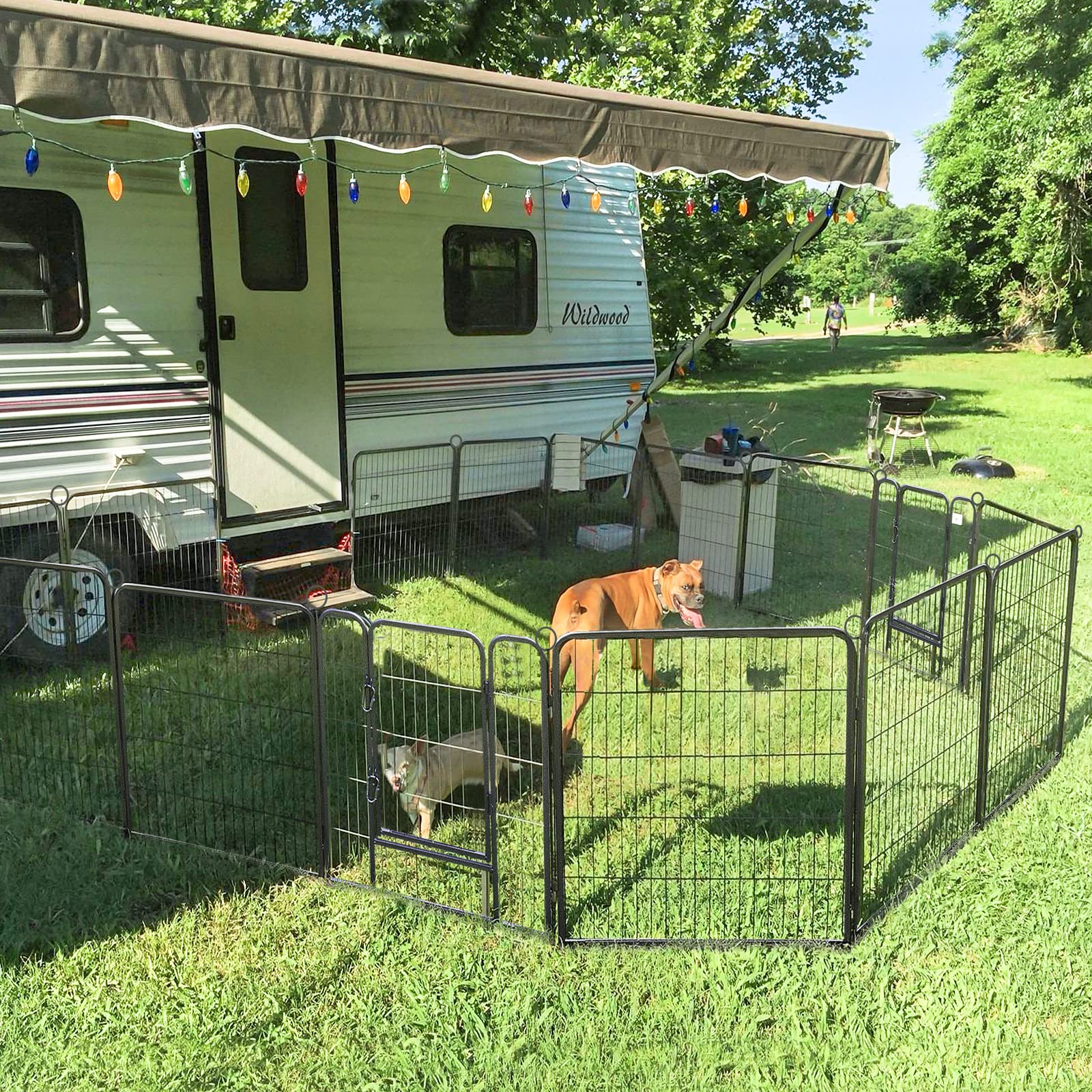 Foldable Metal Dog Exercise Pen with Door - 31