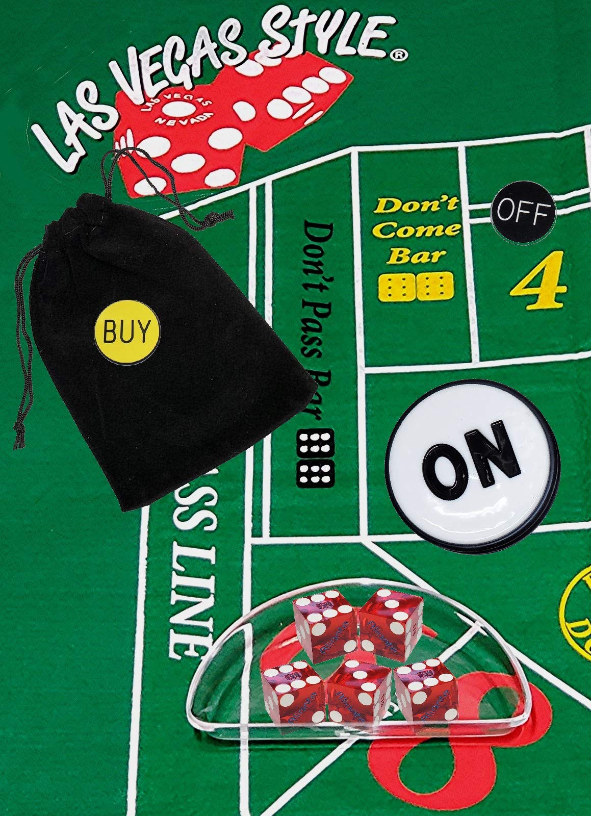 Authentic Las Vegas Casino Dice Set - Professional Craps Starter Kit with Clear Acrylic Dice Boat (Aliante Red Polished) for Home Game Nights & Casino-Themed Parties