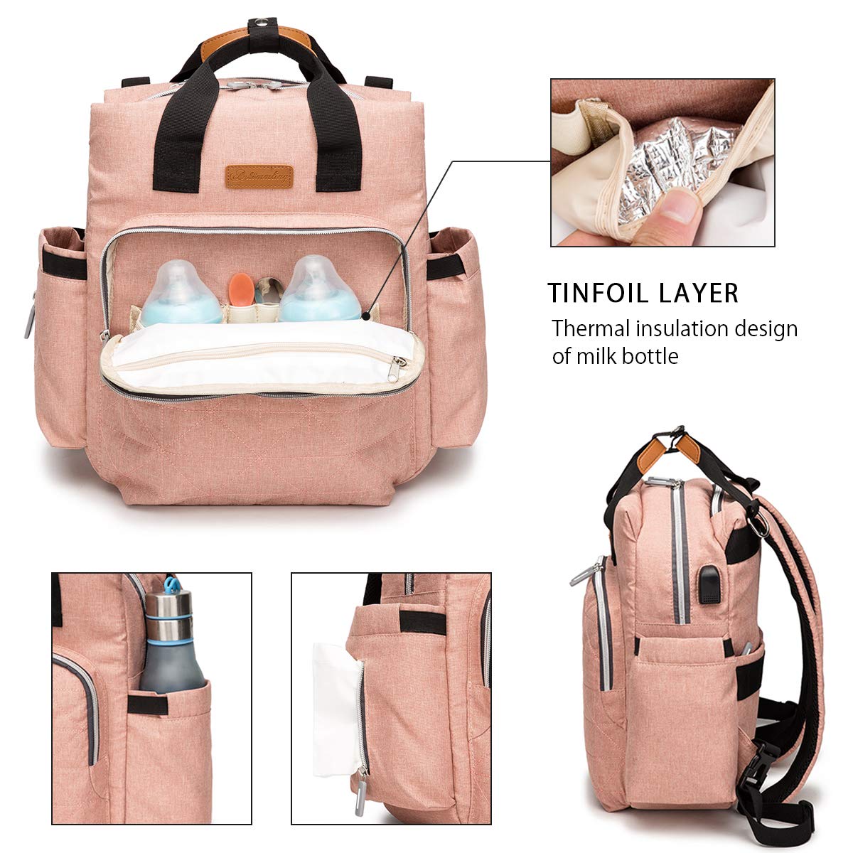 Waterproof Baby Diaper Changing Backpack with Changing Pad - Pink | Stylish Nursery Organizer for Travel, Outings & Daily Use
