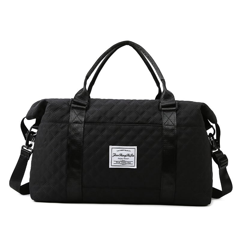 Large Travel Duffel Bag for Women - Waterproof Sports Tote Gym Bag with Wet Pocket - Shoulder Weekender Overnight Bag for Travel, Workout & Gym (Black) | Perfect for Weekend Trips, Sports Gear Storage & Gym Essentials