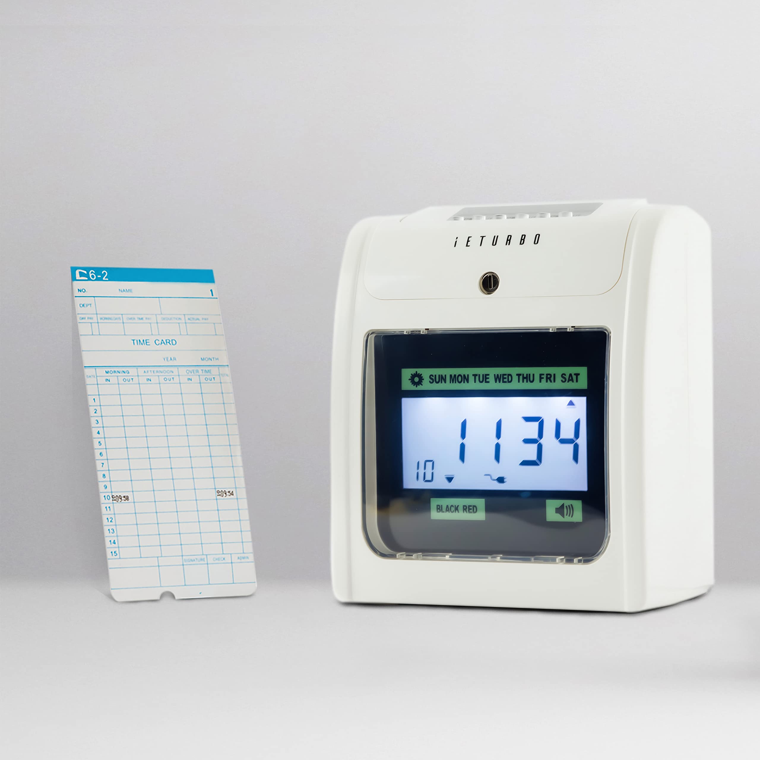 Small Business Employee Time Clock - Attendance & Absence Tracker with 100 Time Cards, 2 Security Keys, Ink Ribbon Cartridge & Manual | Ideal for Office, Retail & Restaurant Workforce Management