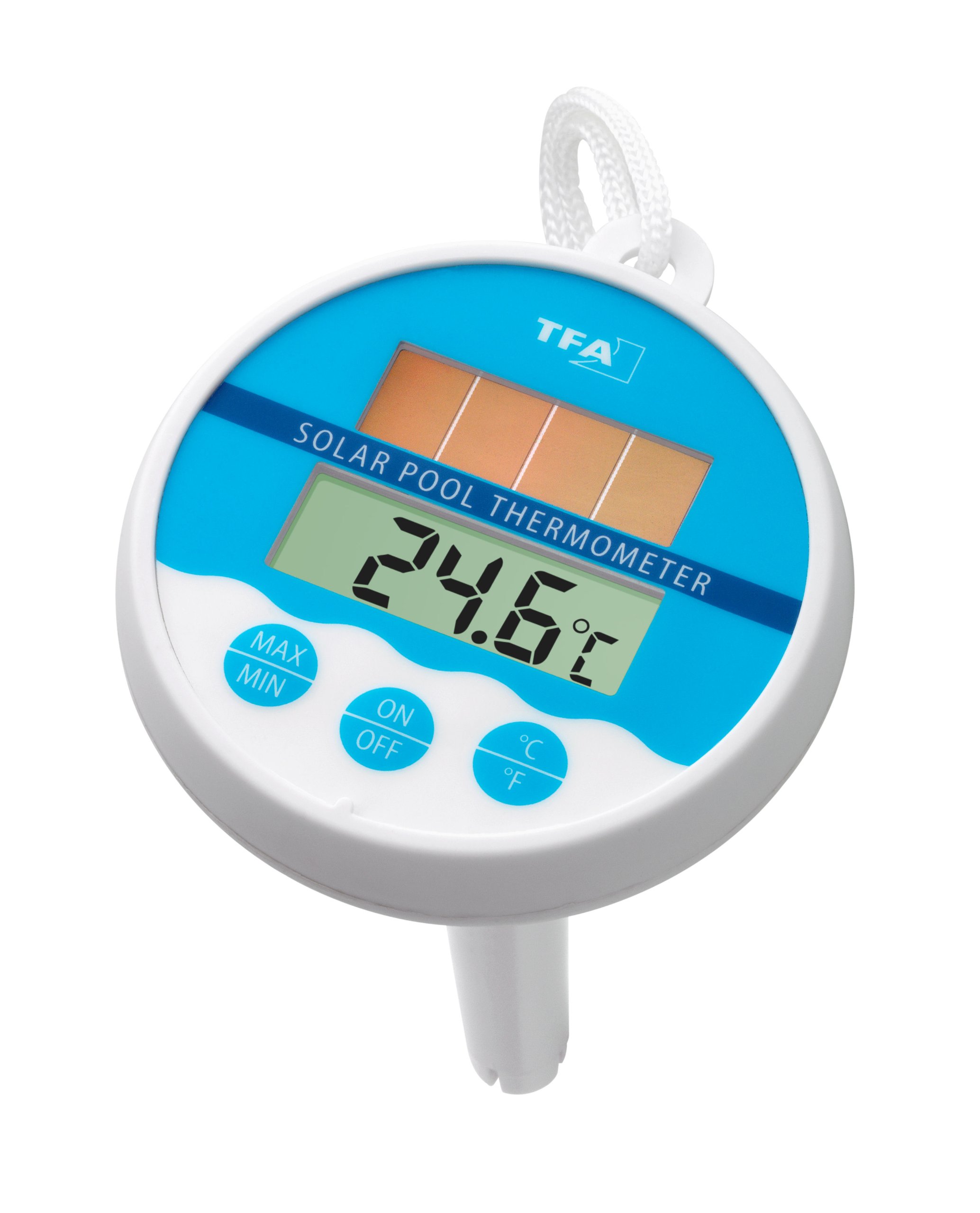 Digital Solar Swimming Pool Thermometer - Waterproof Floating Temperature Gauge for Pools, Spas & Hot Tubs - White | Perfect for Backyard, Inground & Above Ground Pools