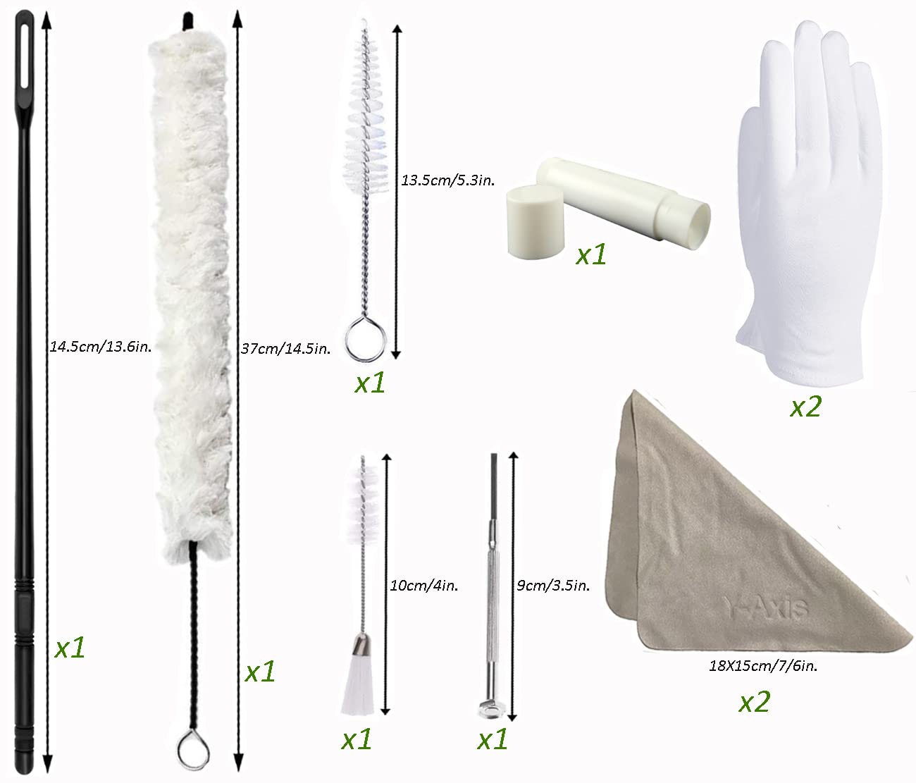 10-Piece Flute Cleaning Brush Kit with Cotton Swabs - Gentle & Effective Instrument Care for Woodwind & Brass Maintenance