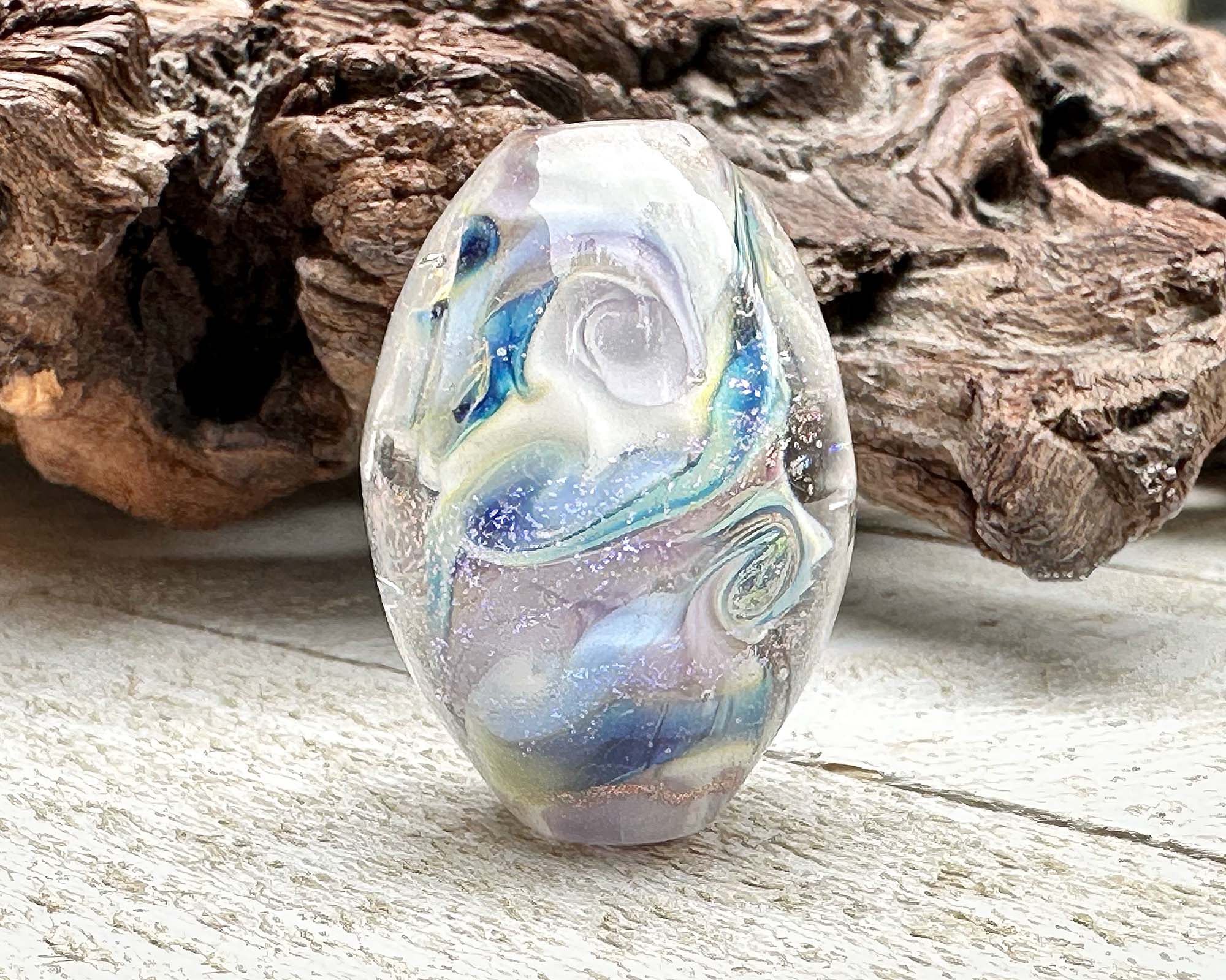 Tidal Mist Dichroic Glass Lampwork Focal Bead - Handmade Artisan Jewelry Bead for Necklace, Bracelet & DIY Craft Projects - Perfect for Beaders & Jewelry Makers