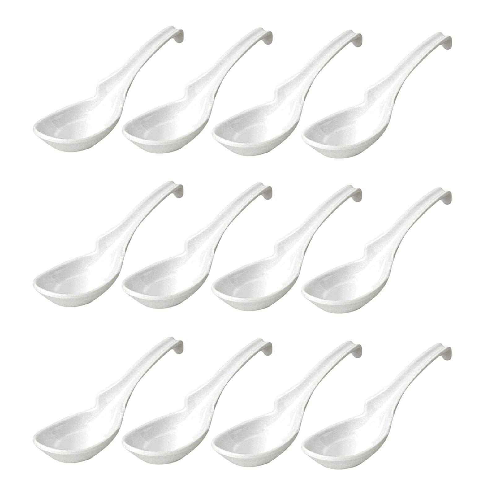 Premium 12-Pack Japanese Soup Spoons - 6.25 Inch White Chinese Wonton Pho Ramen Dinner Spoons | Ideal for Asian Cuisine, Noodle Soups, Rice Bowls & Home Dining