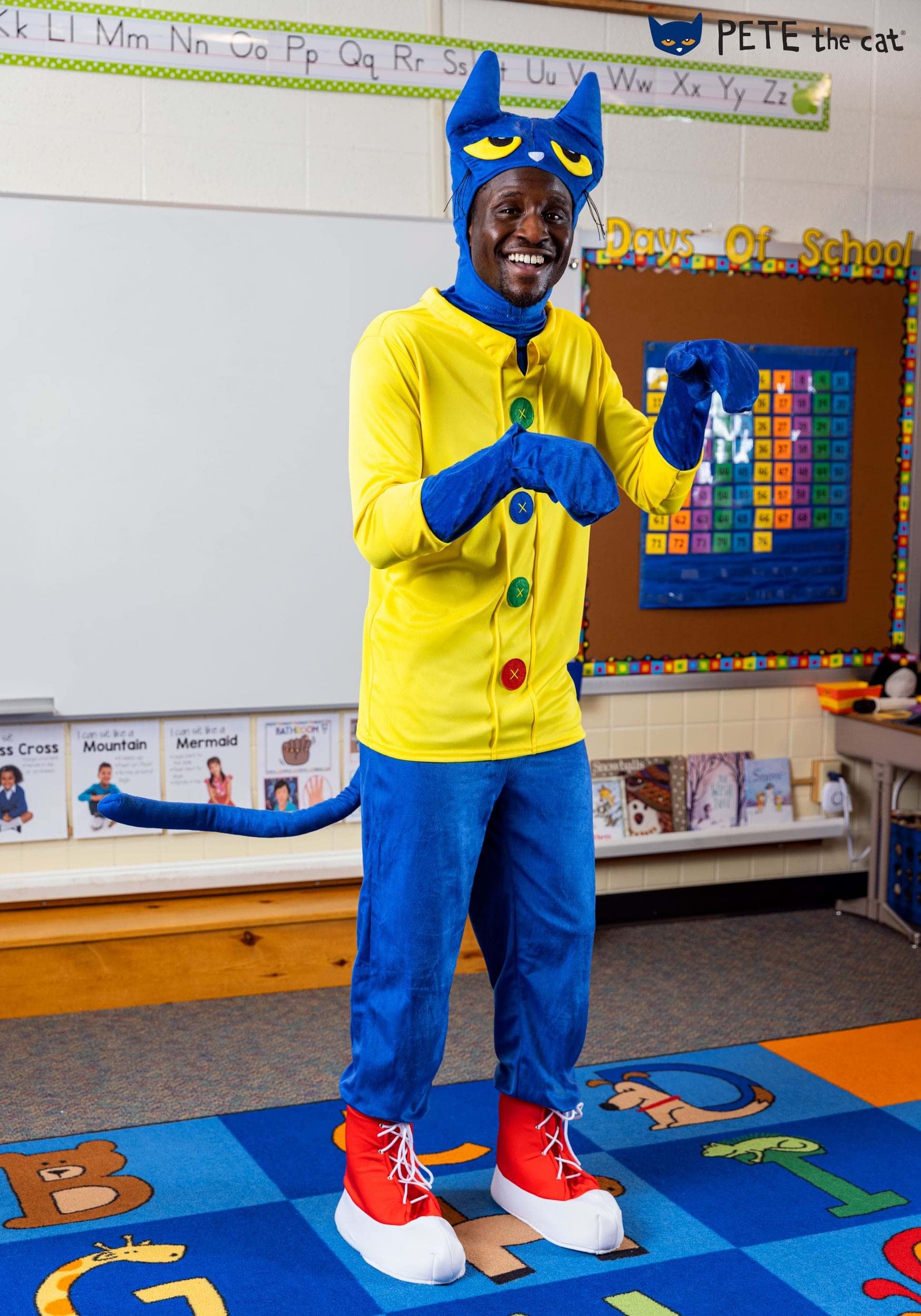 Adult Pete The Cat Costume for Men - Groovy Halloween Outfit | Perfect for Cosplay, Book Character Dress-Up & Themed Parties