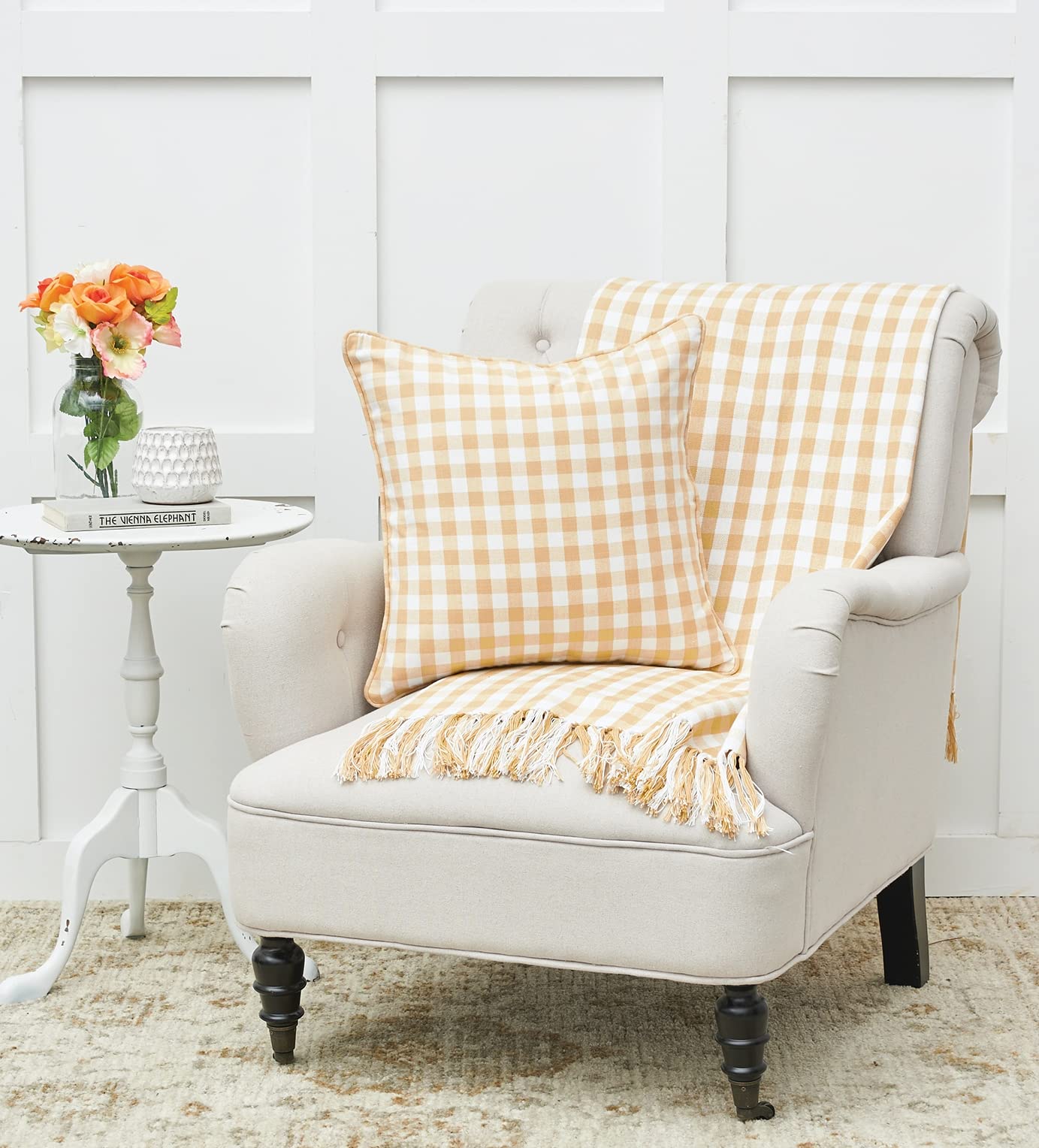 C&F Home Ashford Cornsilk Throw Blanket - Soft Machine Washable Cotton Blanket for Couch, Sofa & Bed - Cozy Yellow Throw for Living Room, Nursery & Travel