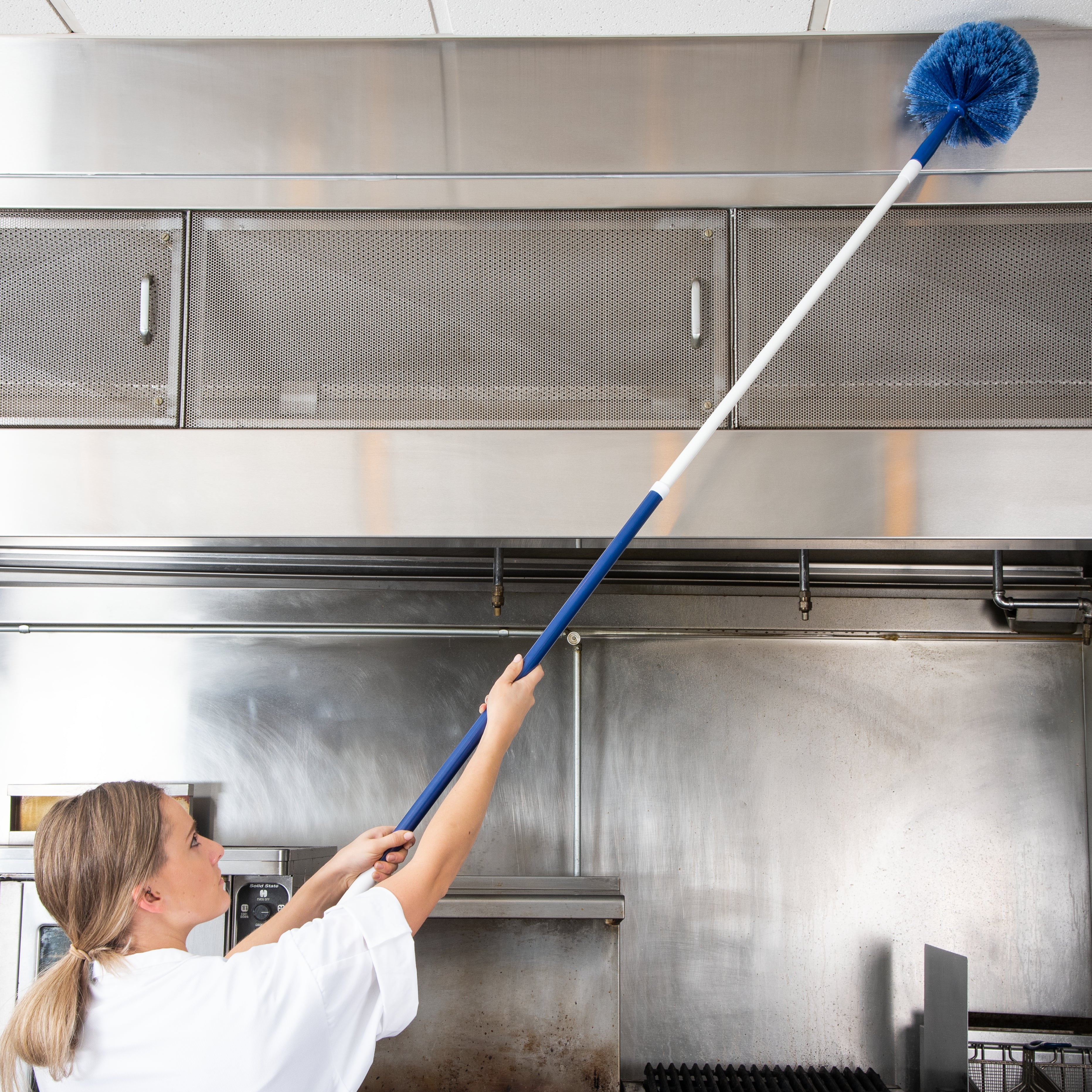 Flo Pac® Round Duster with Soft Flagged PVC Bristles - Blue (1 Pack) - Perfect for Dusting Furniture, Ceiling Fans, and Hard-to-Reach Areas