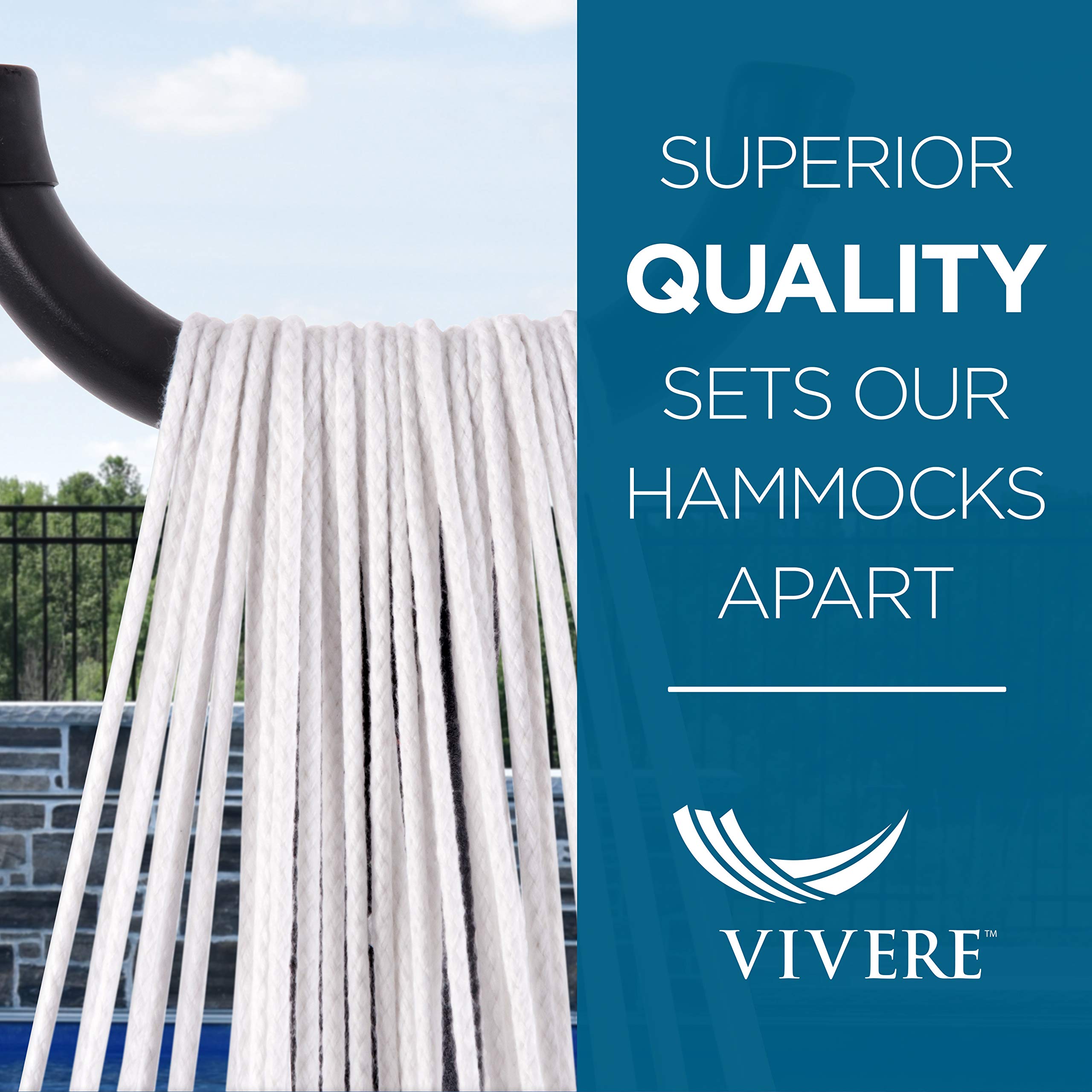 Vivere Double Hammock with Space-Saving Steel Stand - 450 lb Weight Capacity, Includes Premium Carry Bag (Coral) - Perfect for Backyard, Camping & Beach Relaxation