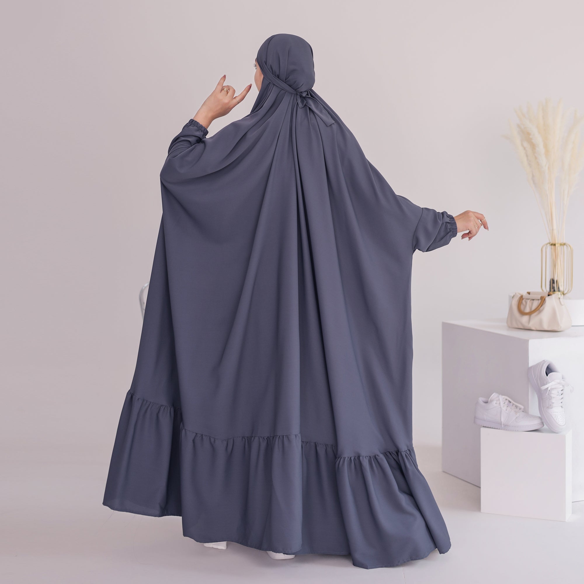 Anissa Jilbab Gray - Modest Muslim Scarf for Women | Perfect for Prayer, Daily Wear & Special Occasions