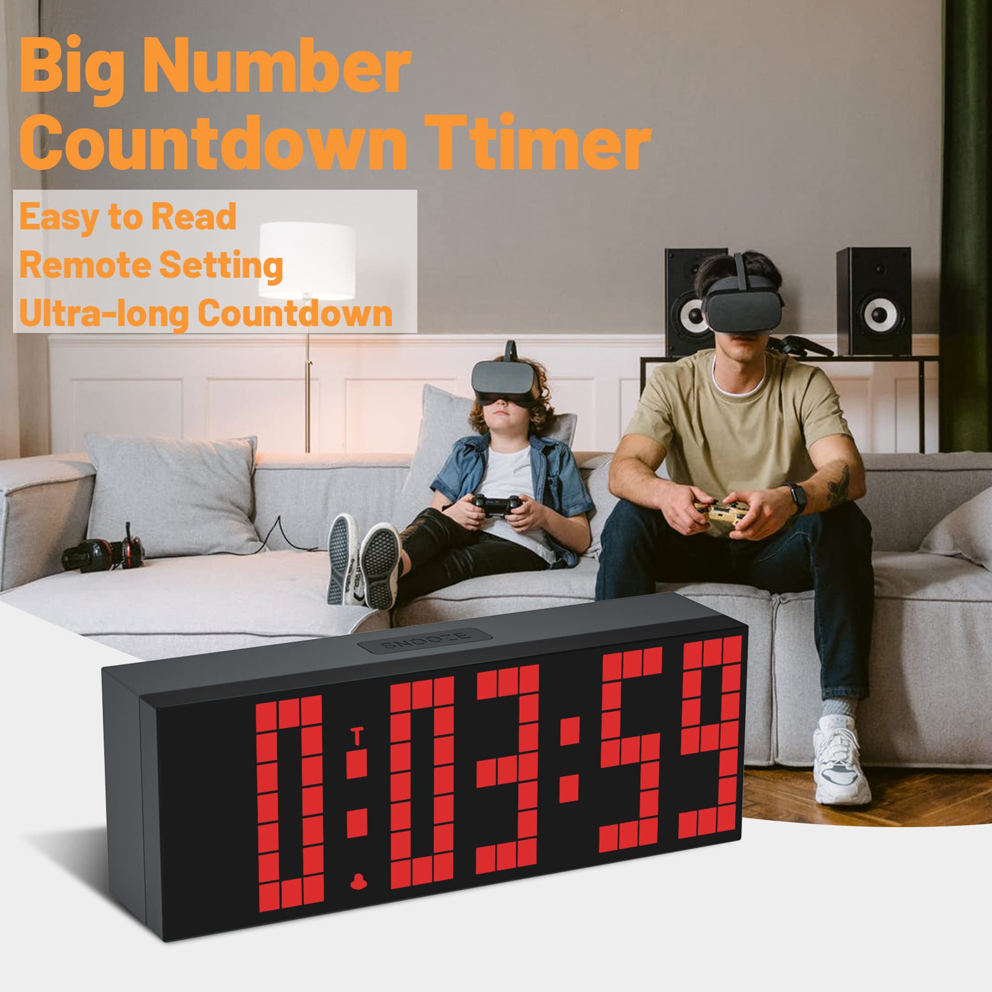 7-Color LED Digital Alarm Clock with Adjustable Brightness - Remote Control, Countdown Timer, Calendar & Temperature Display - Perfect for Bedroom, Office & Nightstand Use