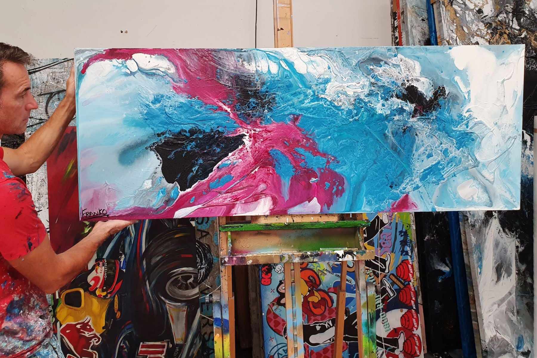 Midnight Magenta Abstract Textured Painting - 63