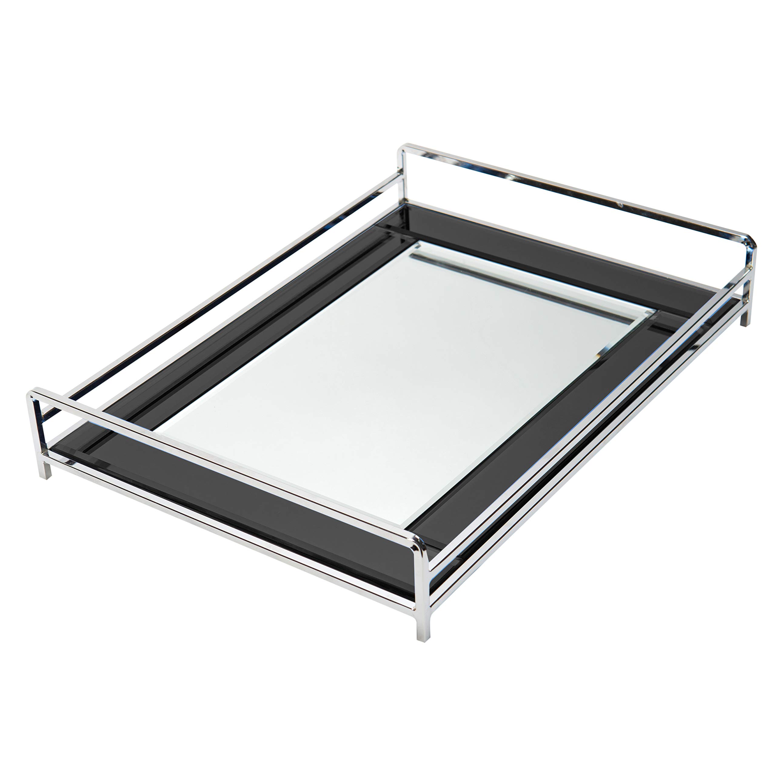 Elegant Black Mirrored Vanity Tray - Jewelry & Cosmetic Organizer for Dresser, Desk, Bathroom | Perfect for Perfume Display & Home Decor