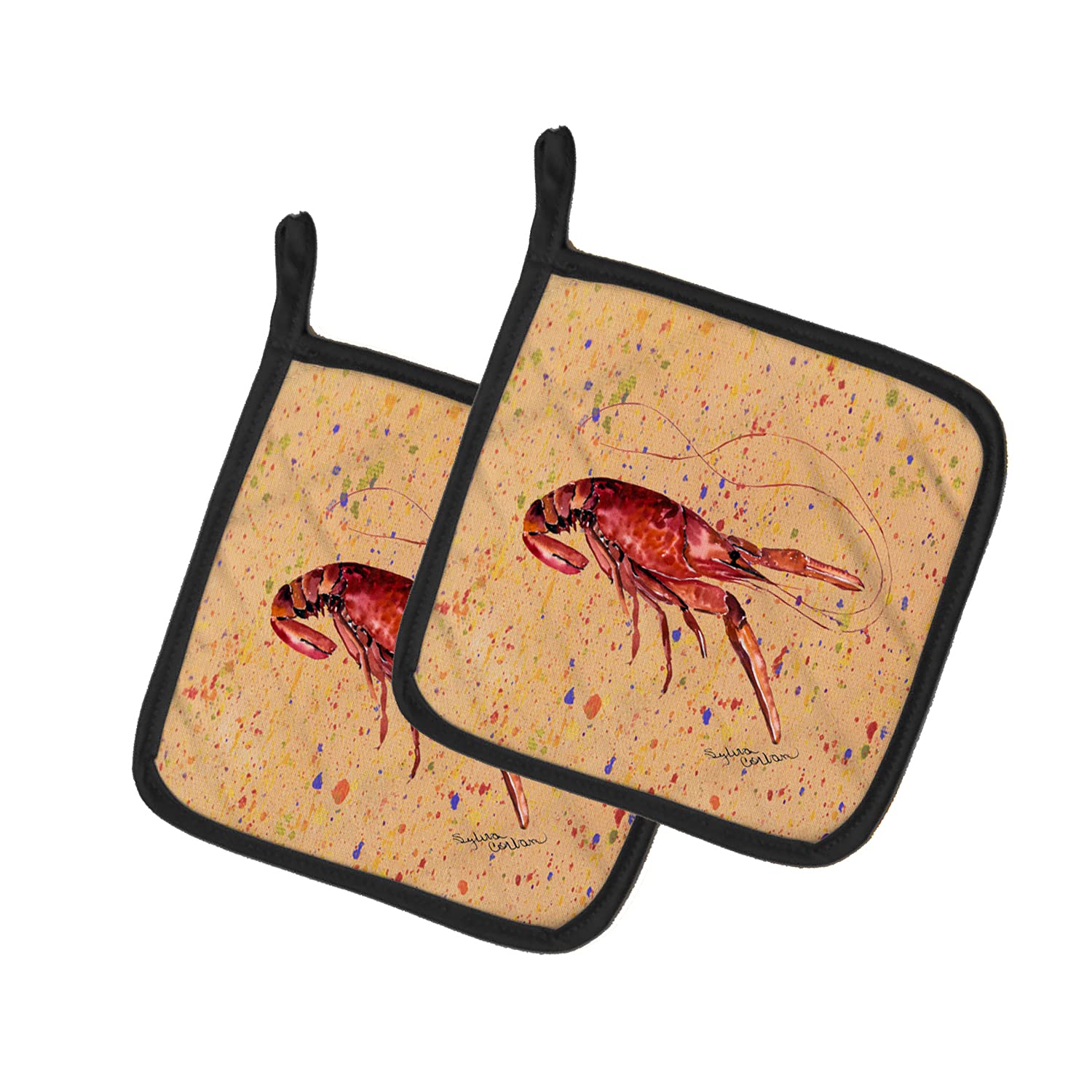 Caroline's Treasures 8468PTHD Crawfish Pot Holders Set - Heat Resistant Kitchen Oven Mitts for Cooking, Baking & BBQ (7.5