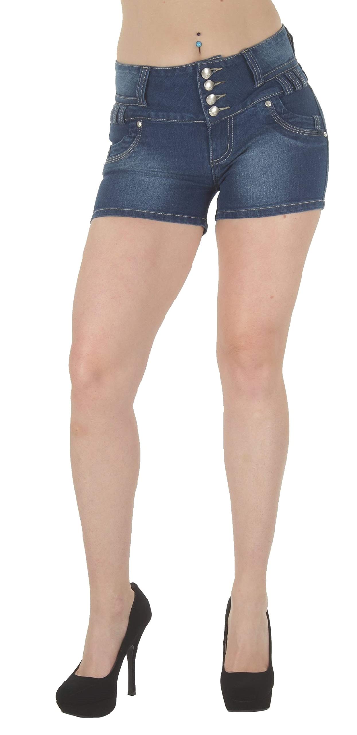 Fashion2Love Plus Size Butt Lifting High Waist Denim Shorts - Women's Booty Enhancing Jeans Shorts for Casual Wear & Summer Outfits