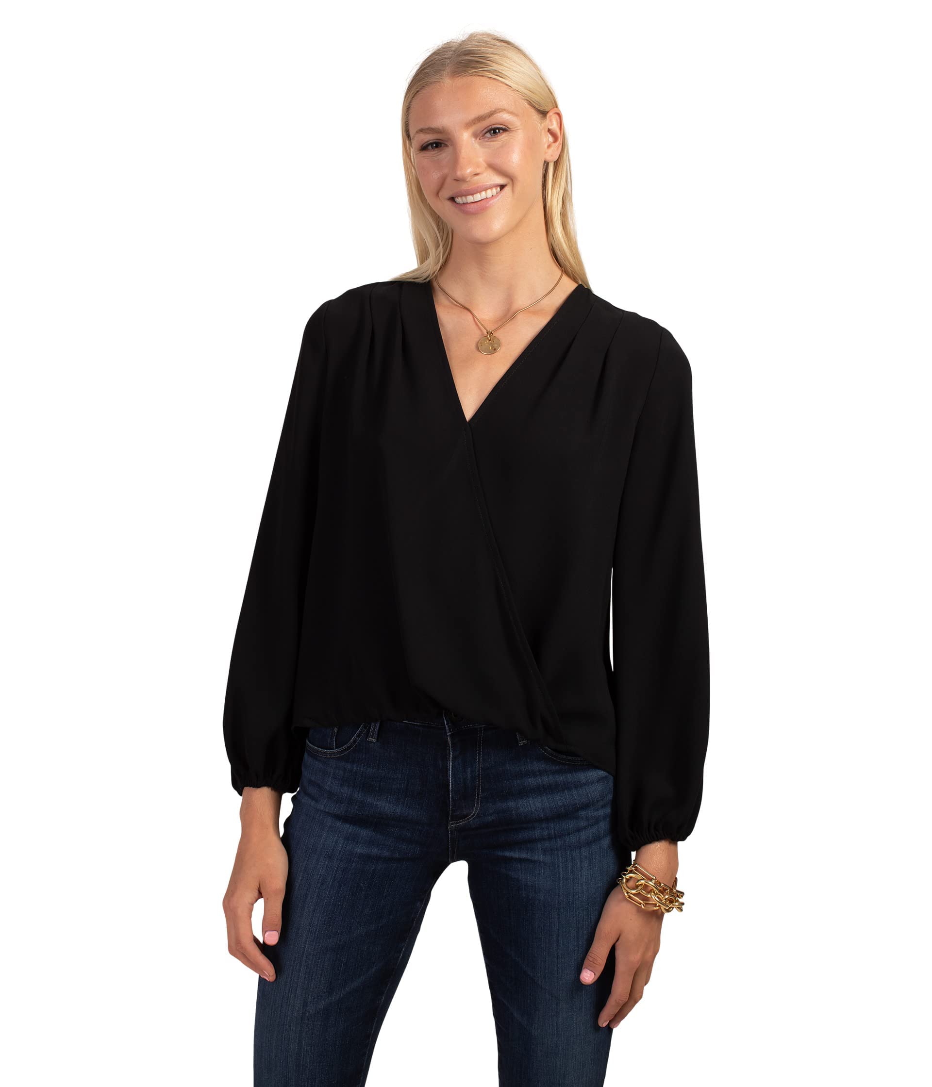 Trina Turk Women's Long Sleeve Bask Top - Stylish Casual Blouse for Work & Everyday Wear | Flattering Fit for Office, Date Night & Weekend Outings