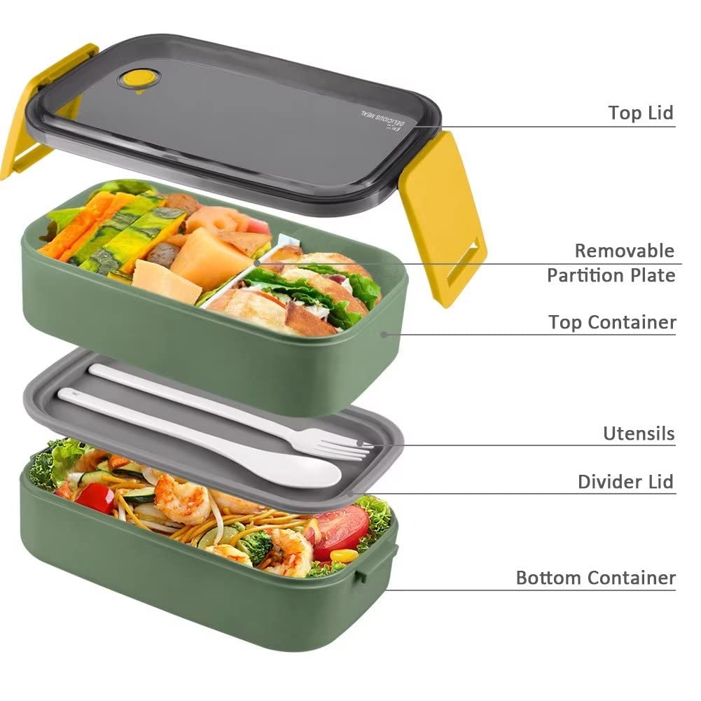 NatraProw Bento Box Lunch Box Set for Adults - Leak Proof, Portion Control, Microwave Safe, BPA Free, Durable Polypropylene - Perfect for Office, School, Meal Prep & Travel