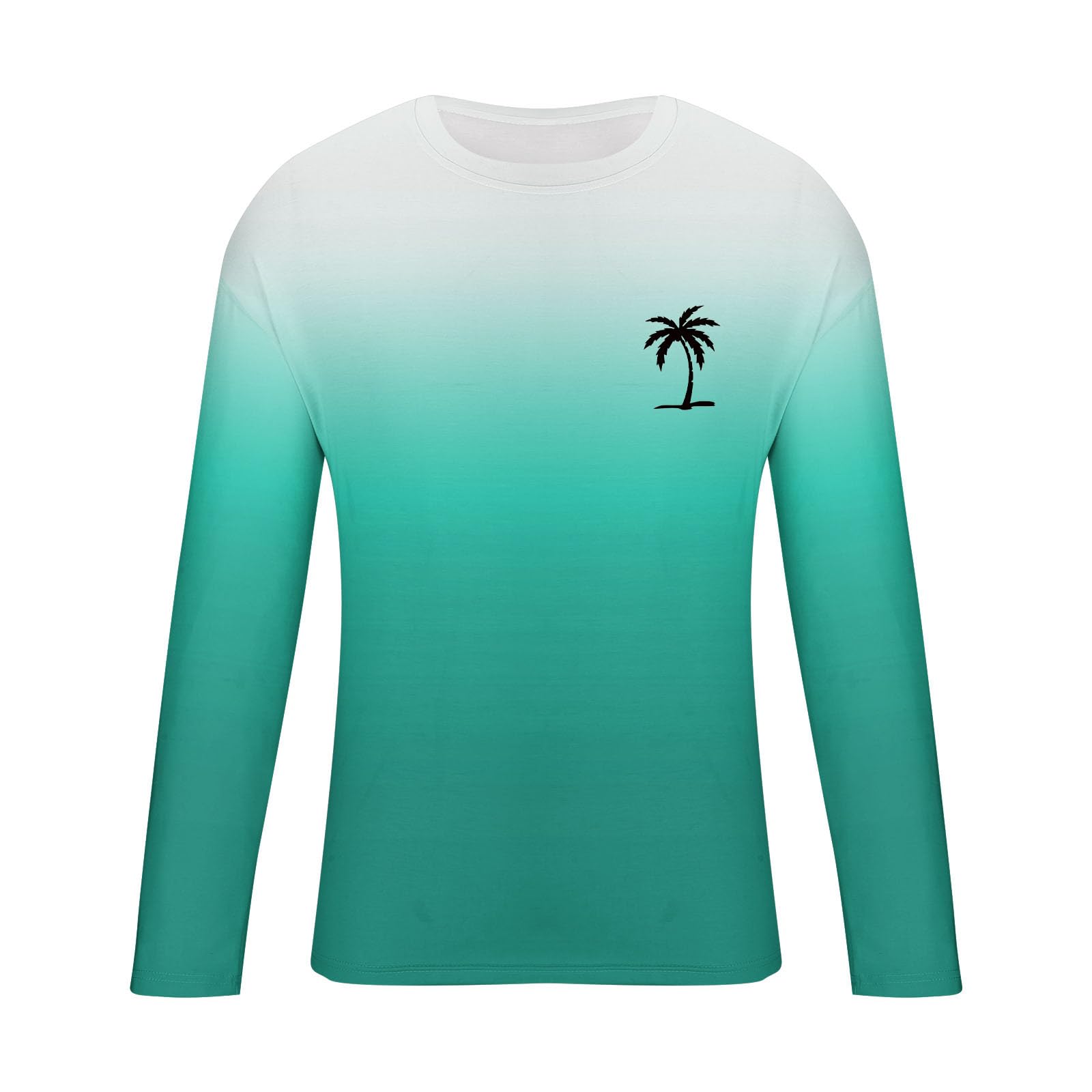 Men's Gradient Long Sleeve Hawaiian Graphic T-Shirts - Stylish Novelty Fall Tops 2024 for Casual Wear & Beach Outings
