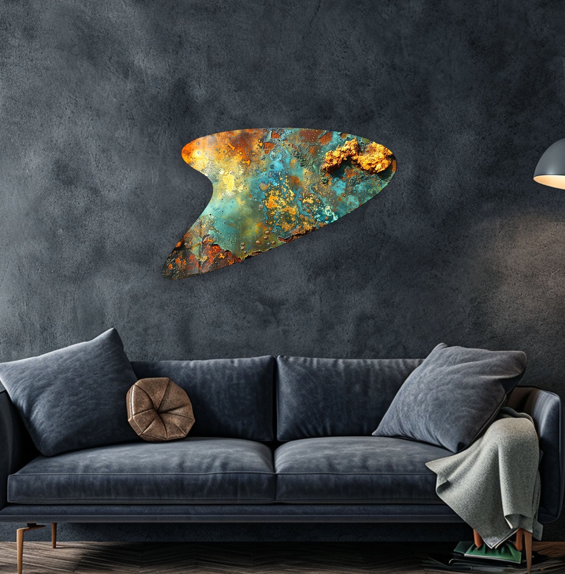 Abstract Green Print Irregular Glass Wall Art - Modern Home Decor for Living Room, Bedroom & Office - Unique Handmade Glass Artwork for Stylish Interior Design