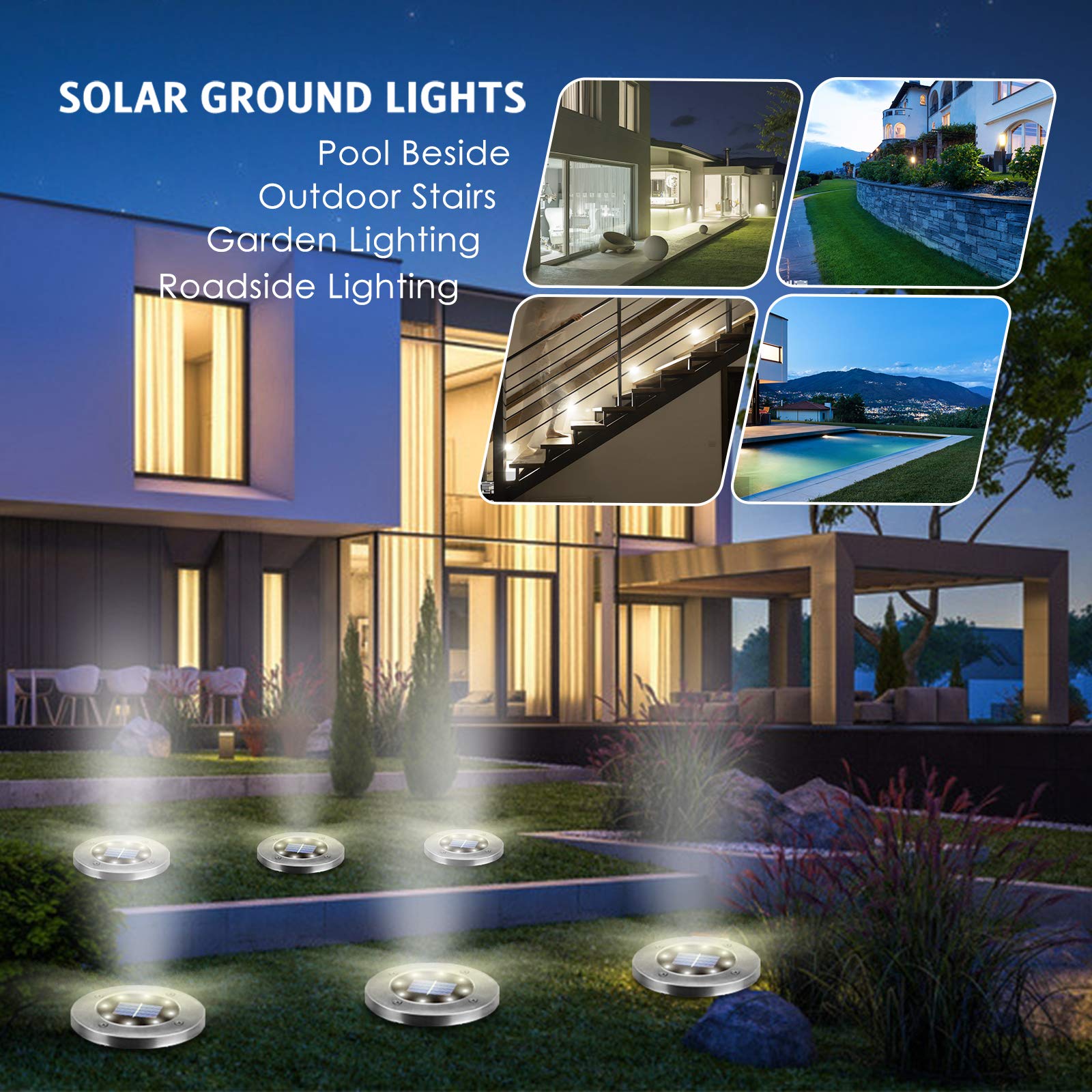 12 Pack Solar Lights Outdoor Waterproof - Solar Garden Lights for Pathway, Yard, Lawn, Driveway, Deck & Walkway (White Light) | Energy-Efficient Landscape Lighting for Patio & Outdoor Decor