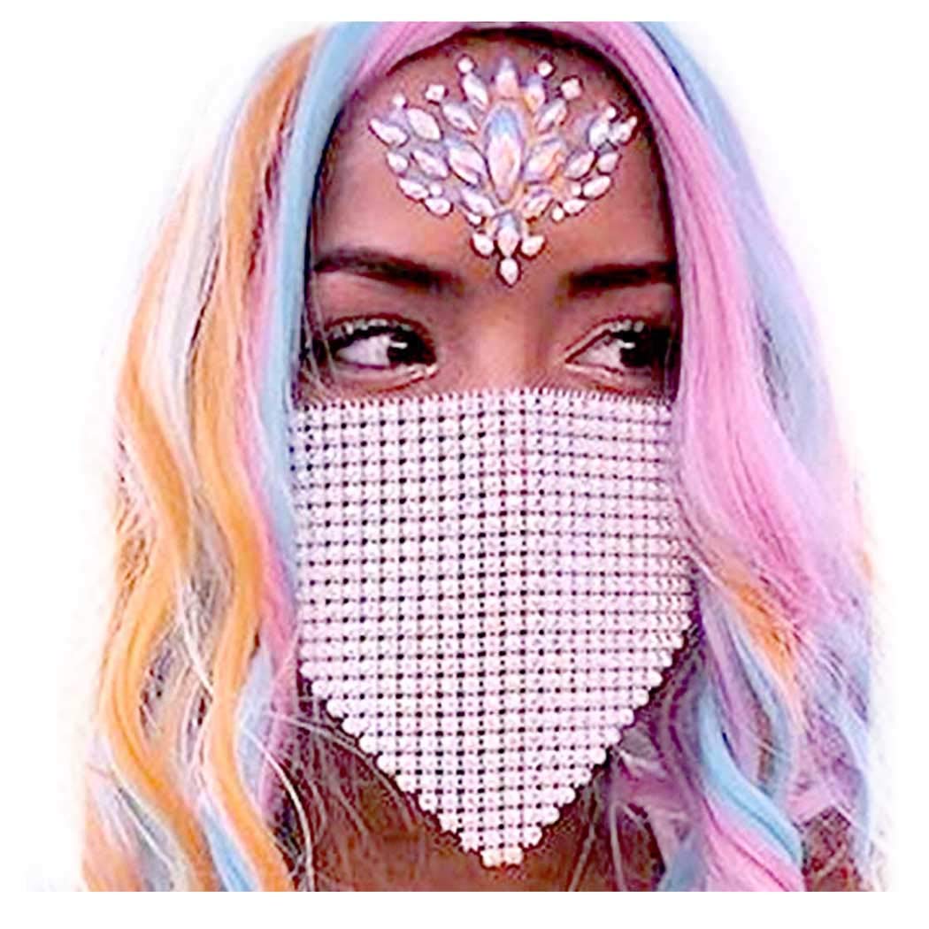 Yokawe Crystal Mesh Mask - Black Masquerade Mask for Halloween, Cosplay, Ball, and Party (Elegant Venetian Style)