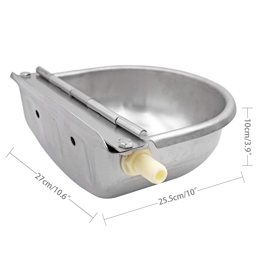 Automatic Stainless Steel Water Bowl with Float Valve - Livestock Water Trough for Dogs, Goats, Pigs - Durable Pet & Farm Animal Waterer for Outdoor, Barn, Pasture Use
