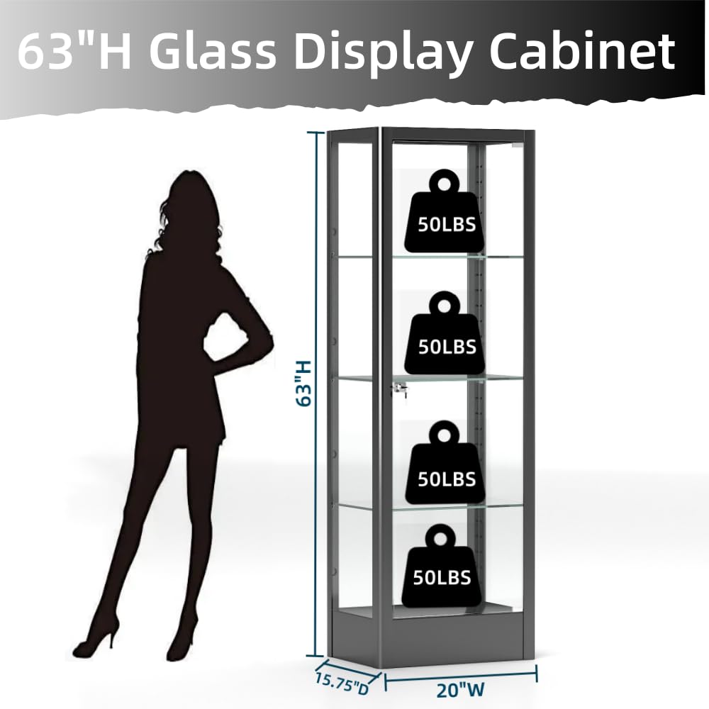 4-Tier Tempered Glass Display Shelf with Locking Door - 20
