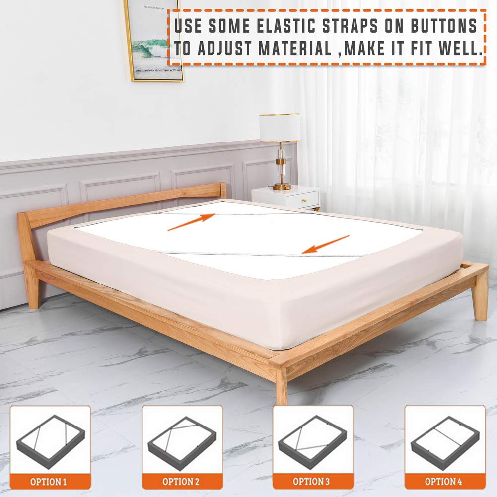 Premium Twin Six Bed Box Spring Cover & Mattress Protector Encasement - Full/Full XL Size Linen Bed Skirt for Modern Bedroom Decor | Fits Standard & Adjustable Beds | Dust & Allergen Protection