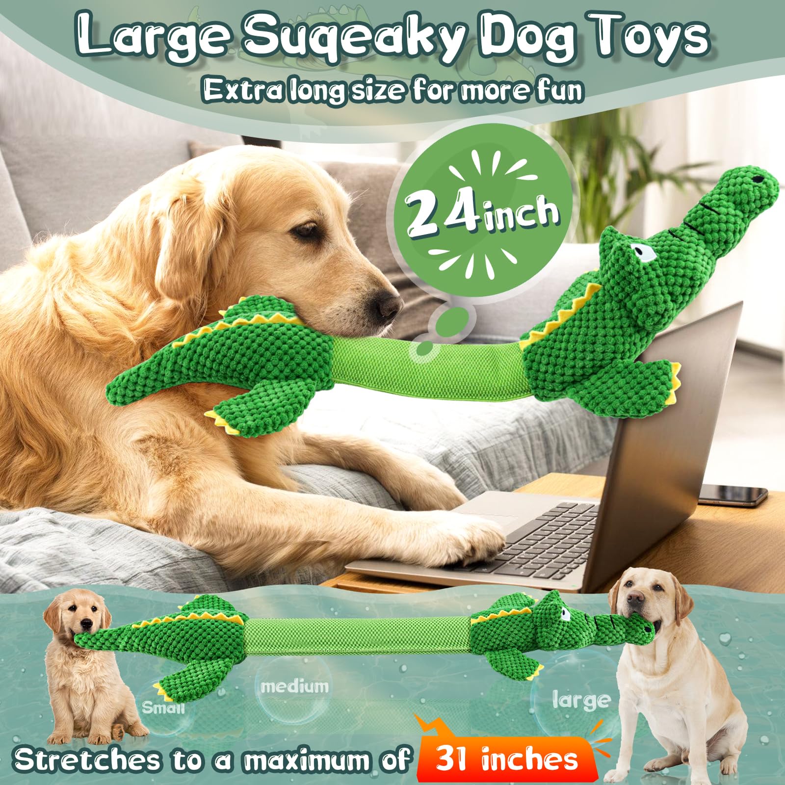 Durable Dog Toys for Aggressive Chewers - Tough Interactive Tug of War & Squeaky Chew Toys for Small, Medium & Large Breed Dogs | Perfect for Playtime, Training & Anxiety Relief