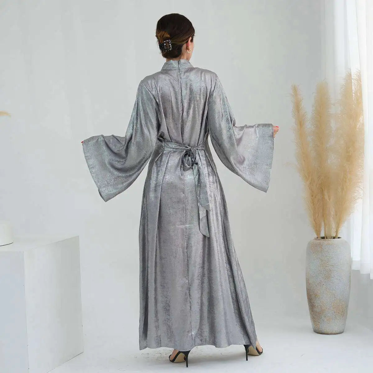 Elegant Bronzing Gleam Muslim Women Abaya Dress - Modest Islamic Prayer Gown for Daily Wear & Special Occasions