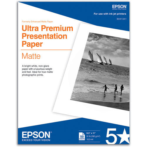 Epson Ultra Premium Presentation Matte Paper 8.5x11 Inches (50 Sheets) - High-Quality Photo Paper for Professional Prints, Presentations, and Art Projects