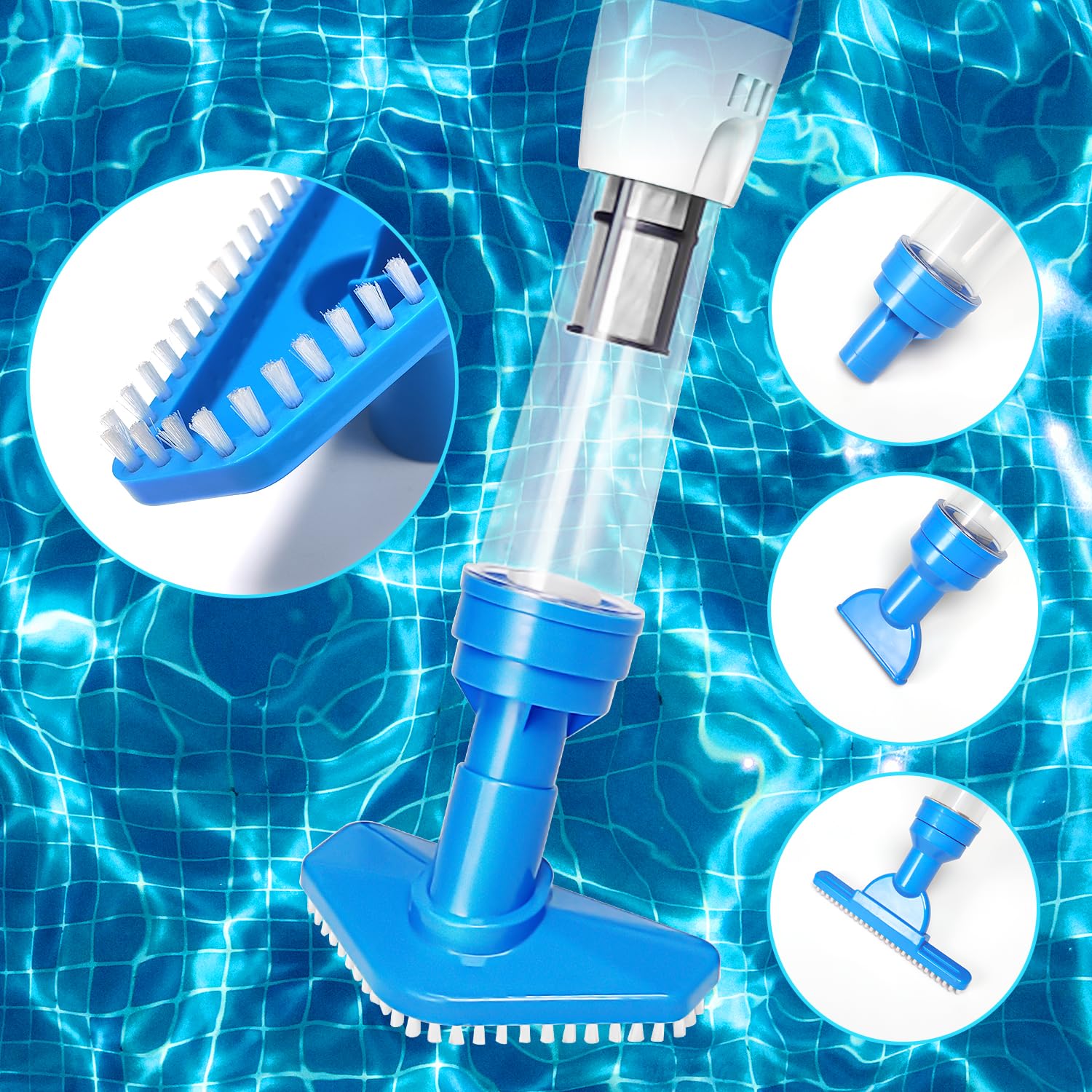 PoolyPoly 3-in-1 Cordless Pool Vacuum with Battery, Handheld Pool Cleaner & Floor Vacuum, 90 Min Runtime, Telescopic Pole - Ideal for Small Pools, Spas, Whirlpools (Blue) | Perfect for Quick Cleaning & Maintenance of Inground & Above Ground Pools