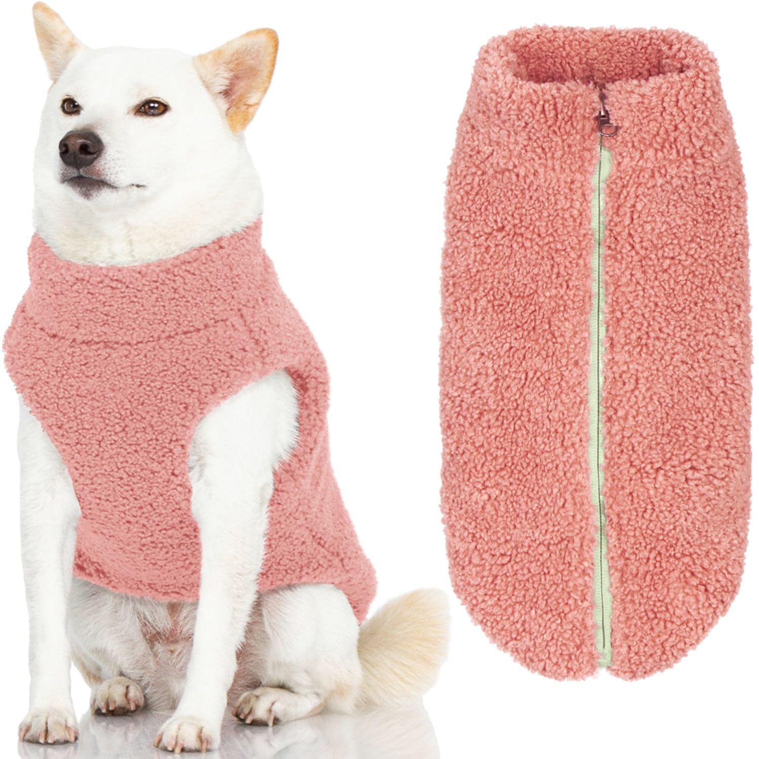 Gooby Sherpa Vest Dog Sweater - Warm Fleece Step-in Jacket for Small & Medium Dogs - Mauve Pink, Size Medium - Cozy Winter Dog Clothing for Daily Walks, Outdoor Adventures & Cold Weather Protection