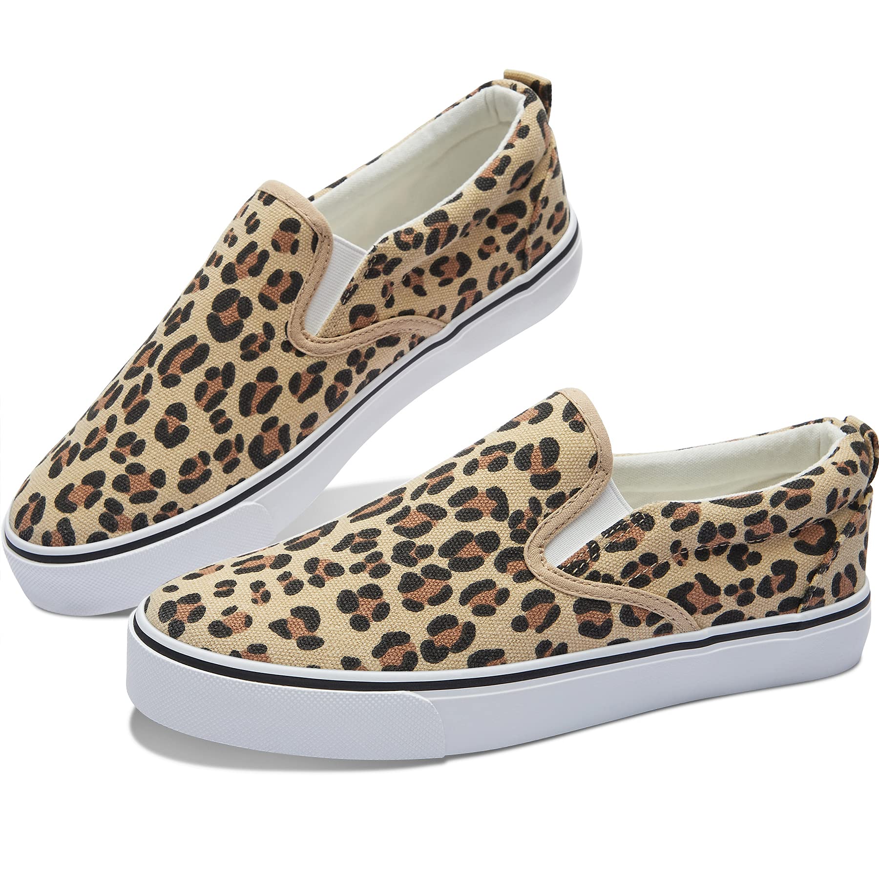 Obtaom Women's White Sneakers & Black Slip-On Shoes - Low Top Canvas Loafers for Casual Wear, Walking & Everyday Comfort