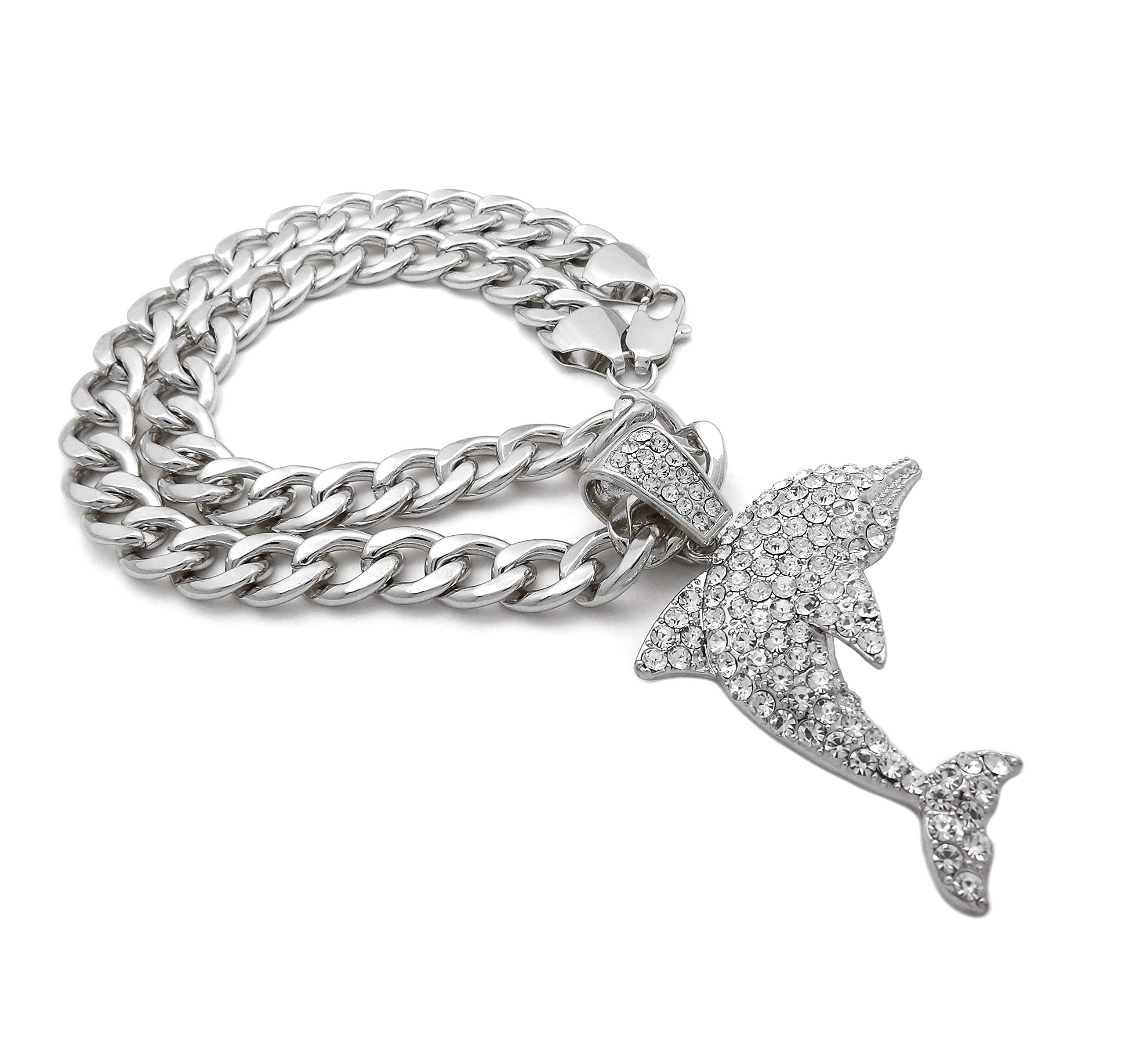 ICED Out Dolphin Pendant Necklace - 11mm Cuban Chain 20